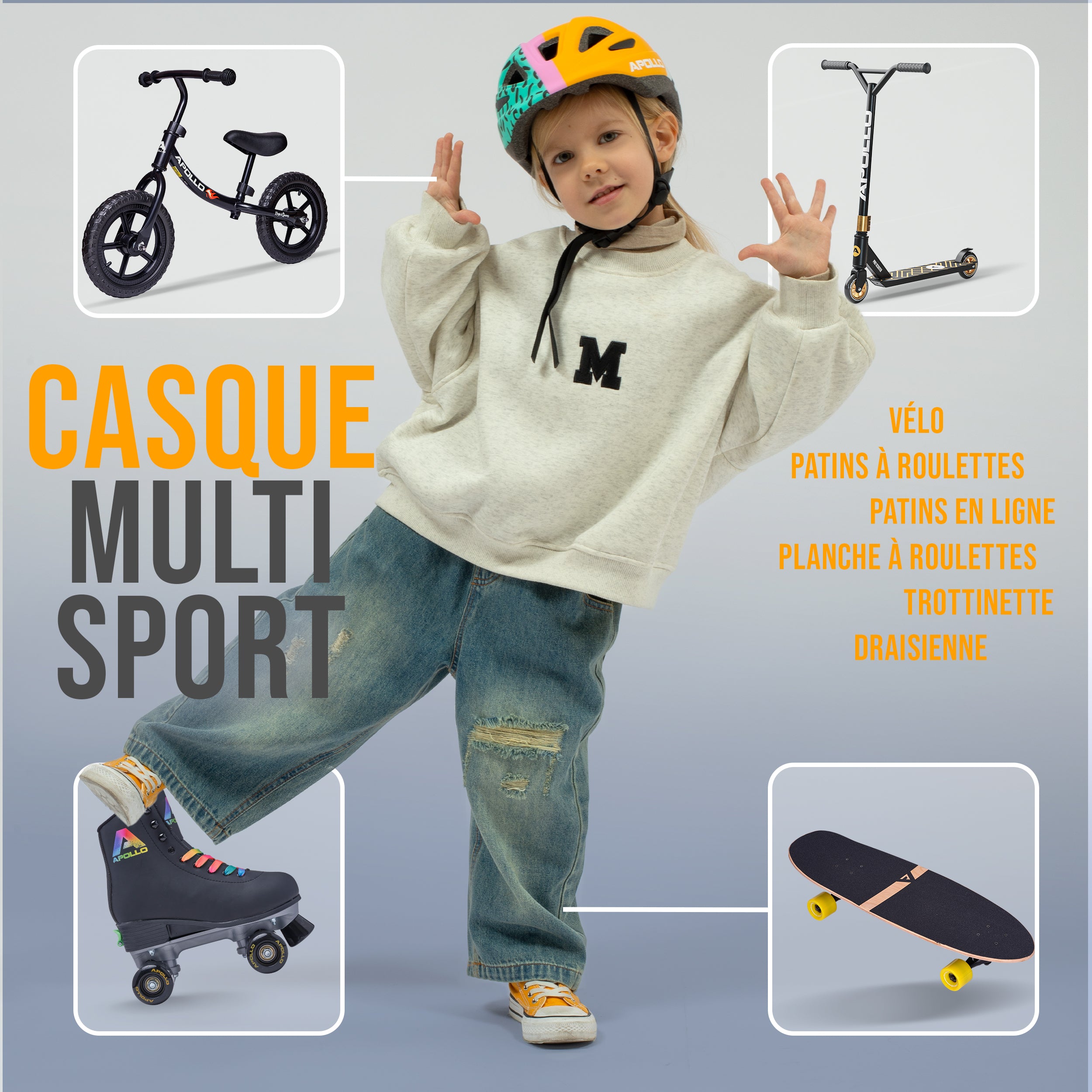 Apollo - APOLLO Casque Multisport pour Enfants et Adolescents - 90s Revival