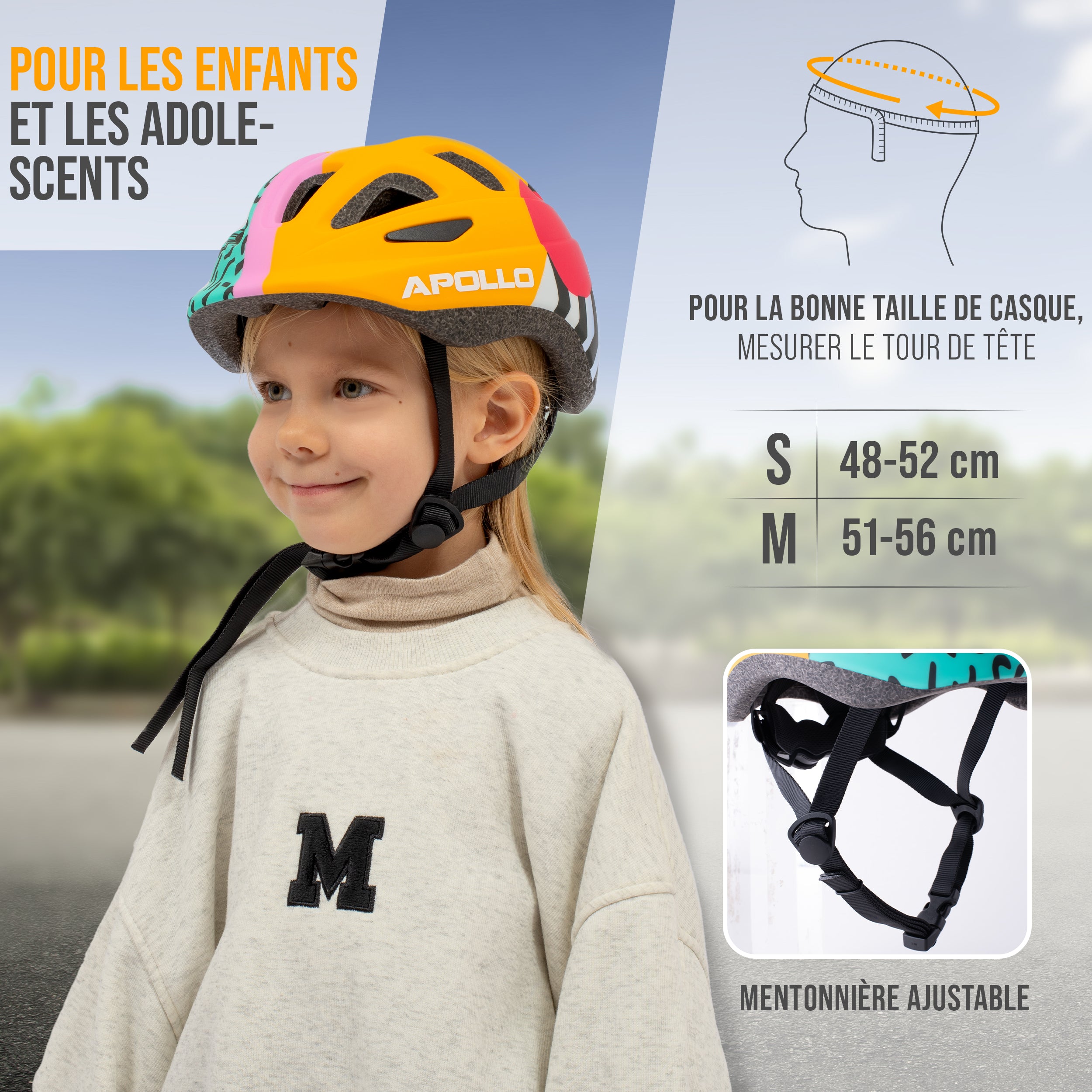 Apollo - APOLLO Casque Multisport pour Enfants et Adolescents - 90s Revival