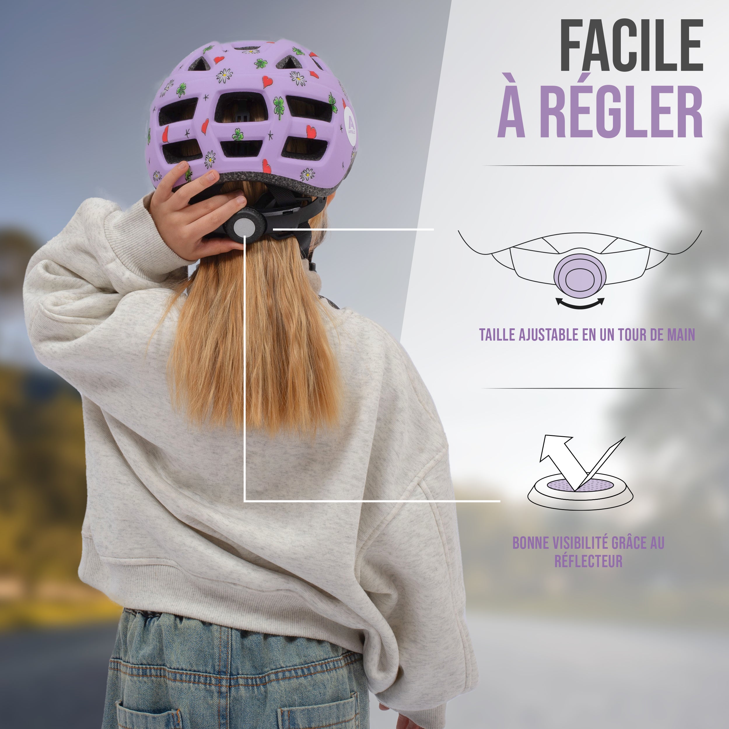 Apollo - APOLLO Casque Multisport pour Enfants et Adolescents - Flower Love