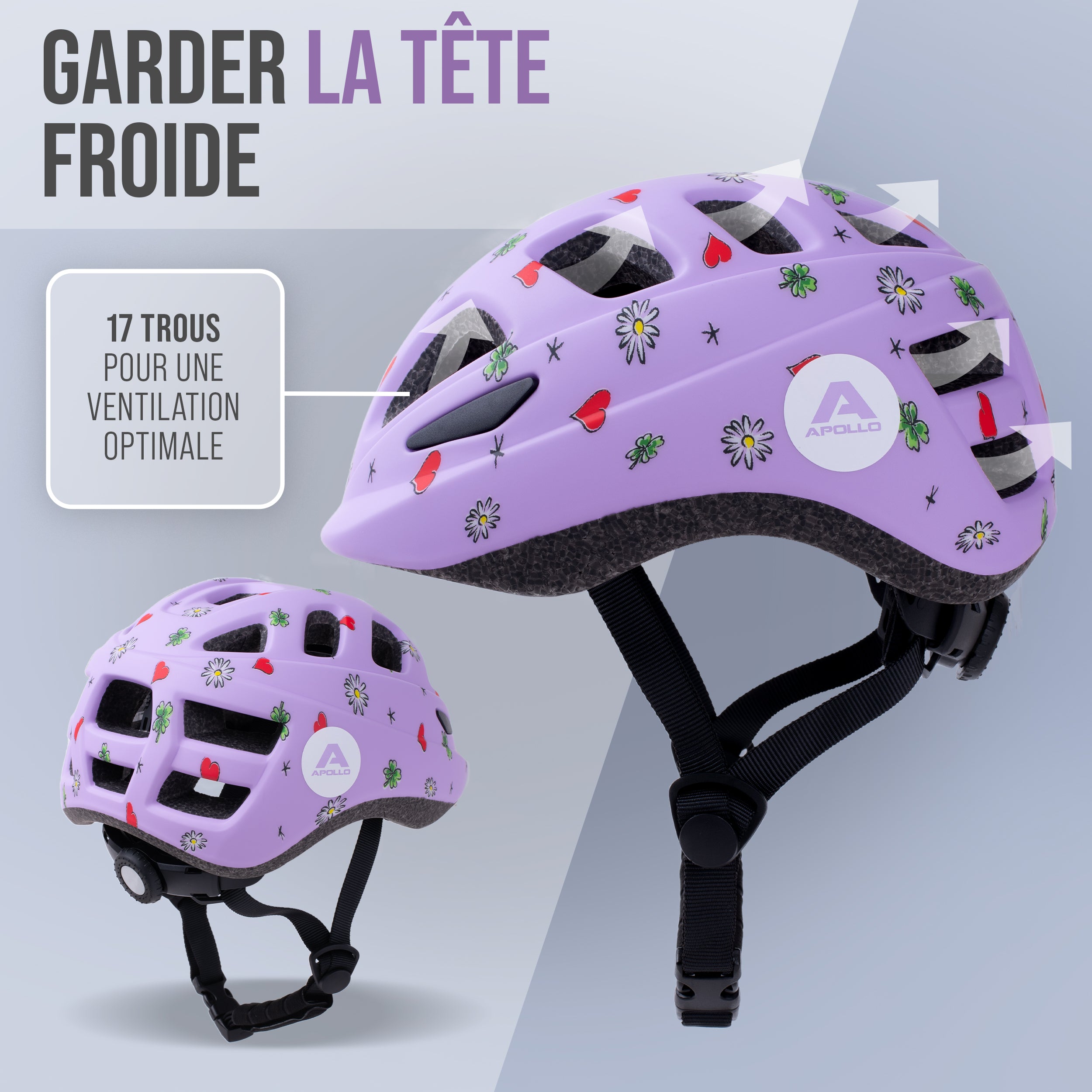 Apollo - APOLLO Casque Multisport pour Enfants et Adolescents - Flower Love
