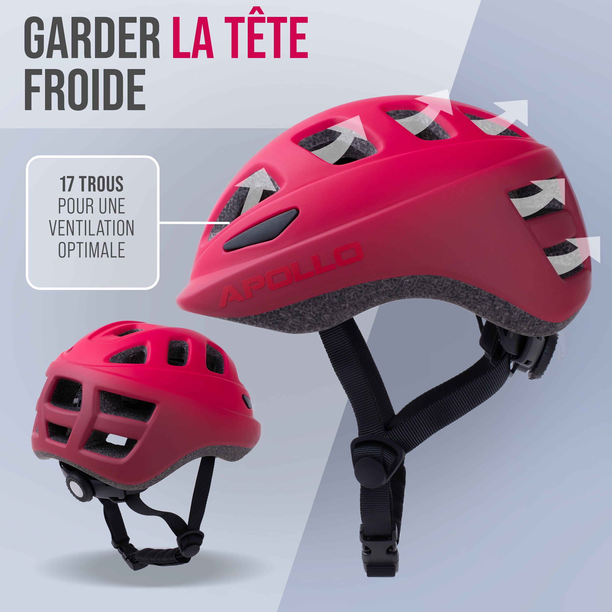 Apollo - APOLLO Casque Multisport pour Enfants et Adolescents - Red Fade