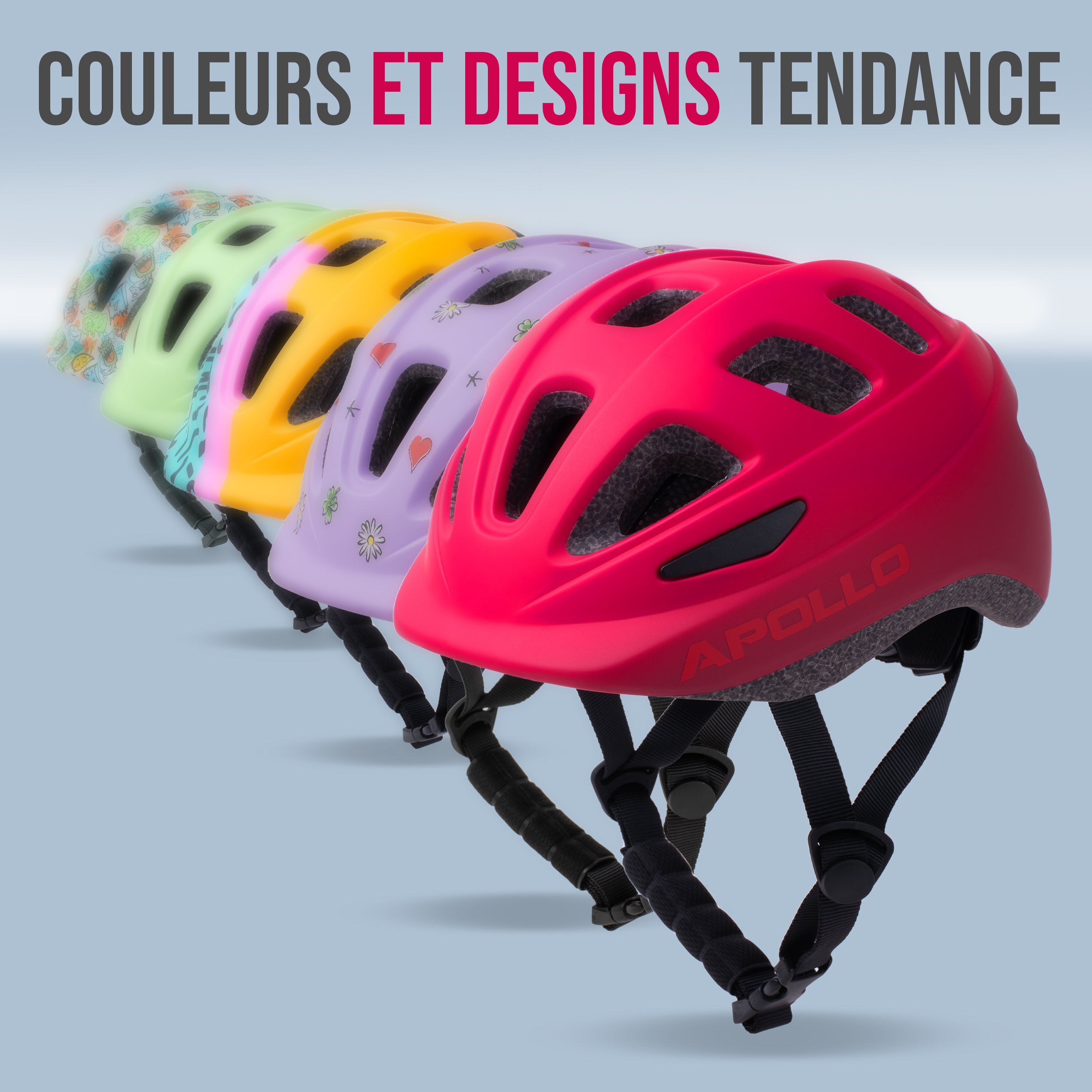 Apollo - APOLLO Casque Multisport pour Enfants et Adolescents - Red Fade