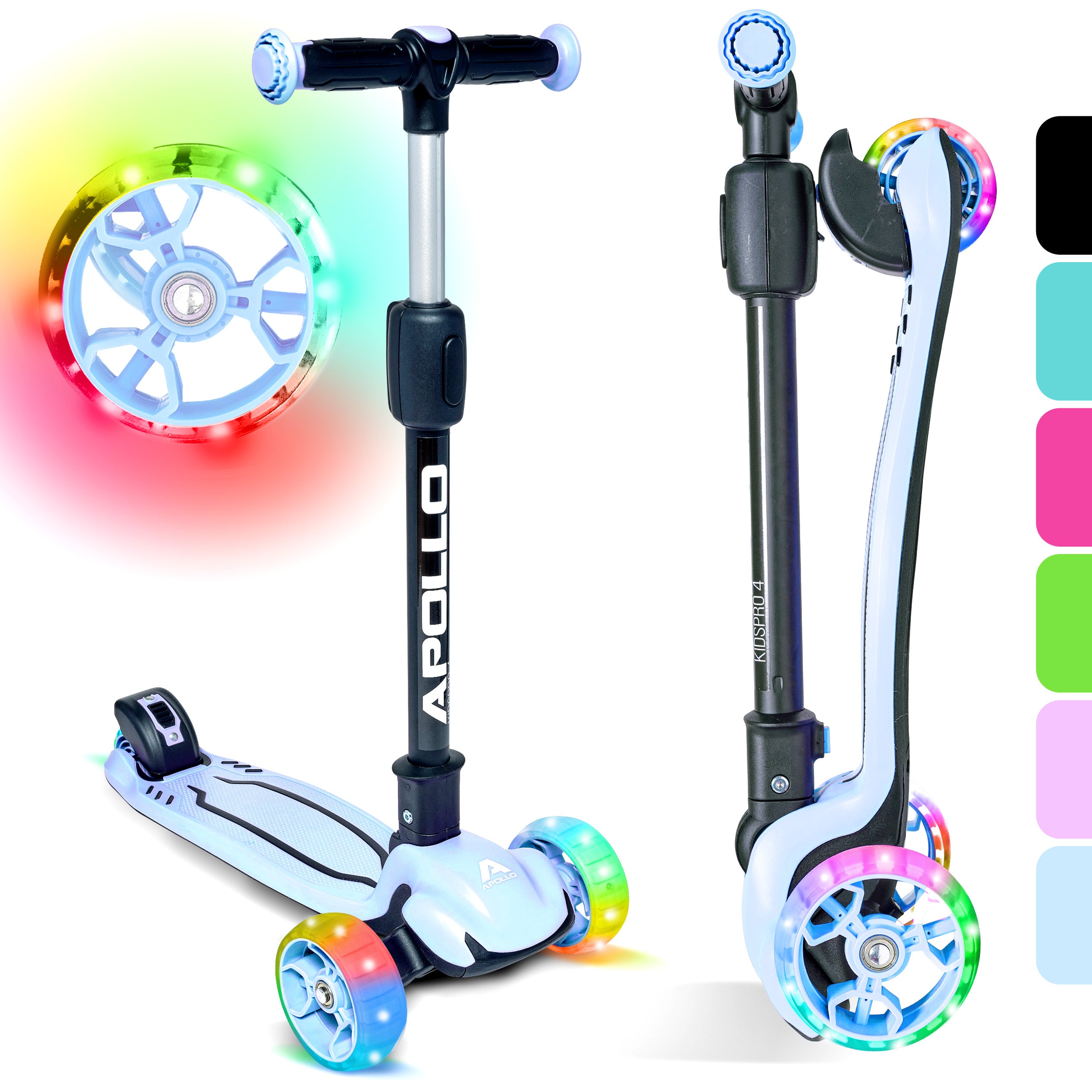 Apollo - Trottinette pour enfants “KidsPro4” trottinette à LED pliable - Blau