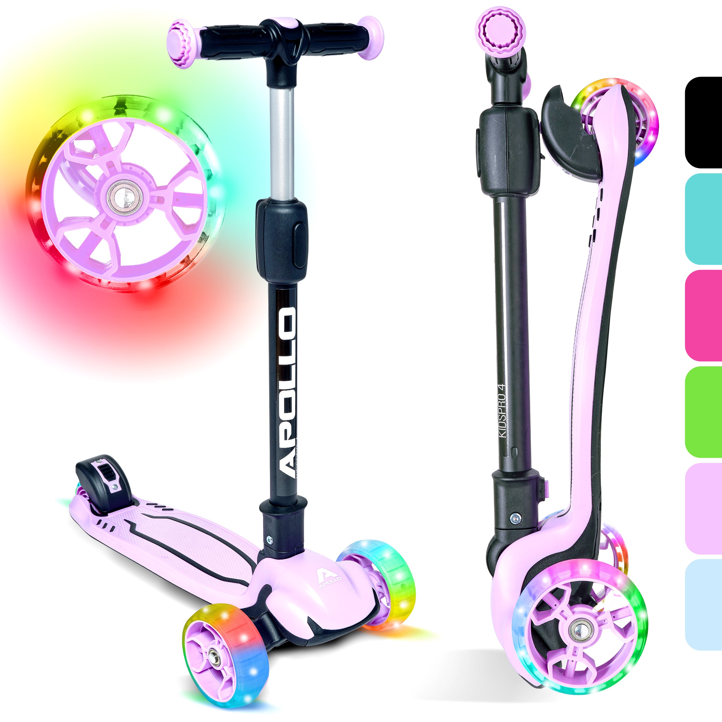 Apollo - Trottinette pour enfants “KidsPro4” trottinette à LED pliable - Violet