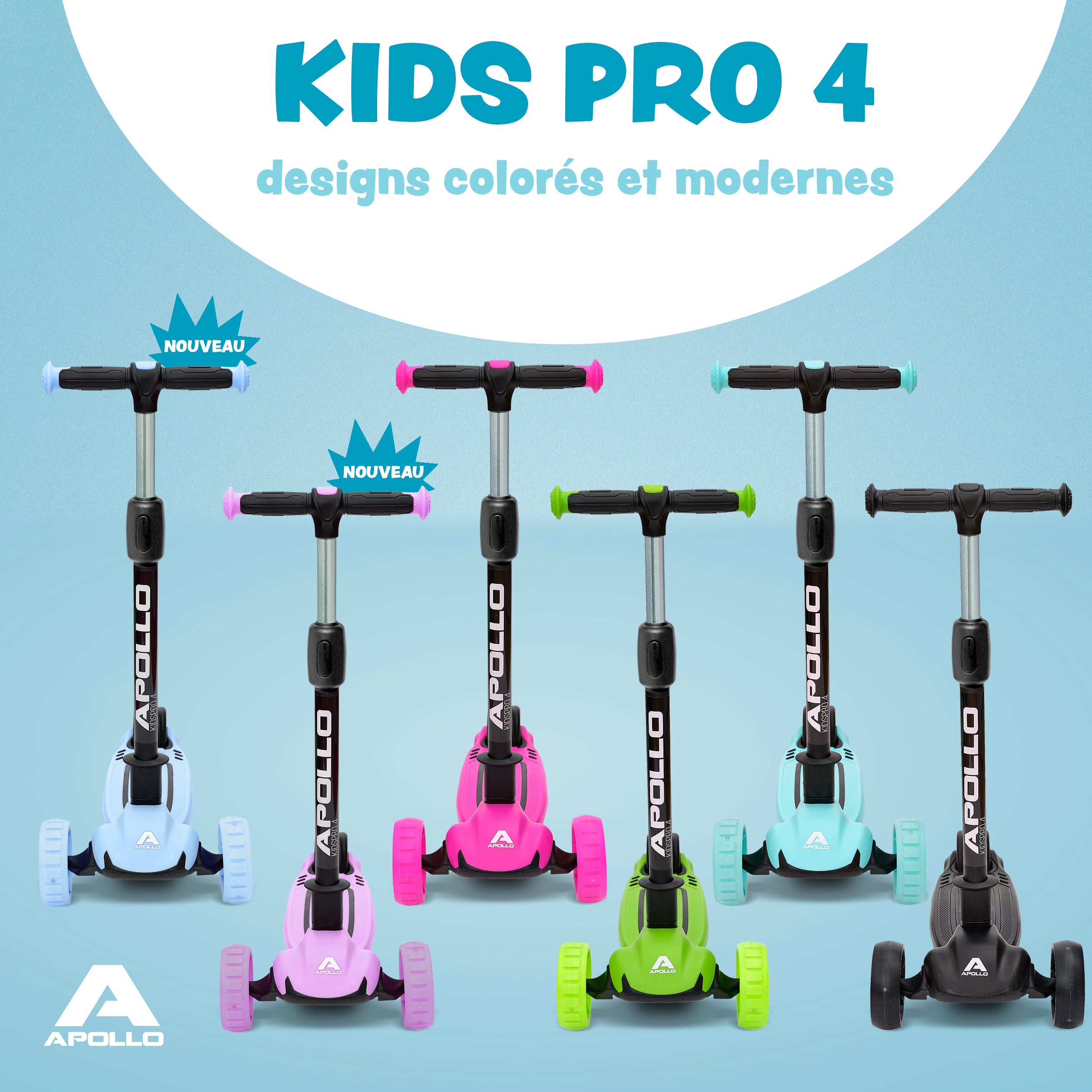 Apollo - Trottinette pour enfants “KidsPro4” trottinette à LED pliable - Violet