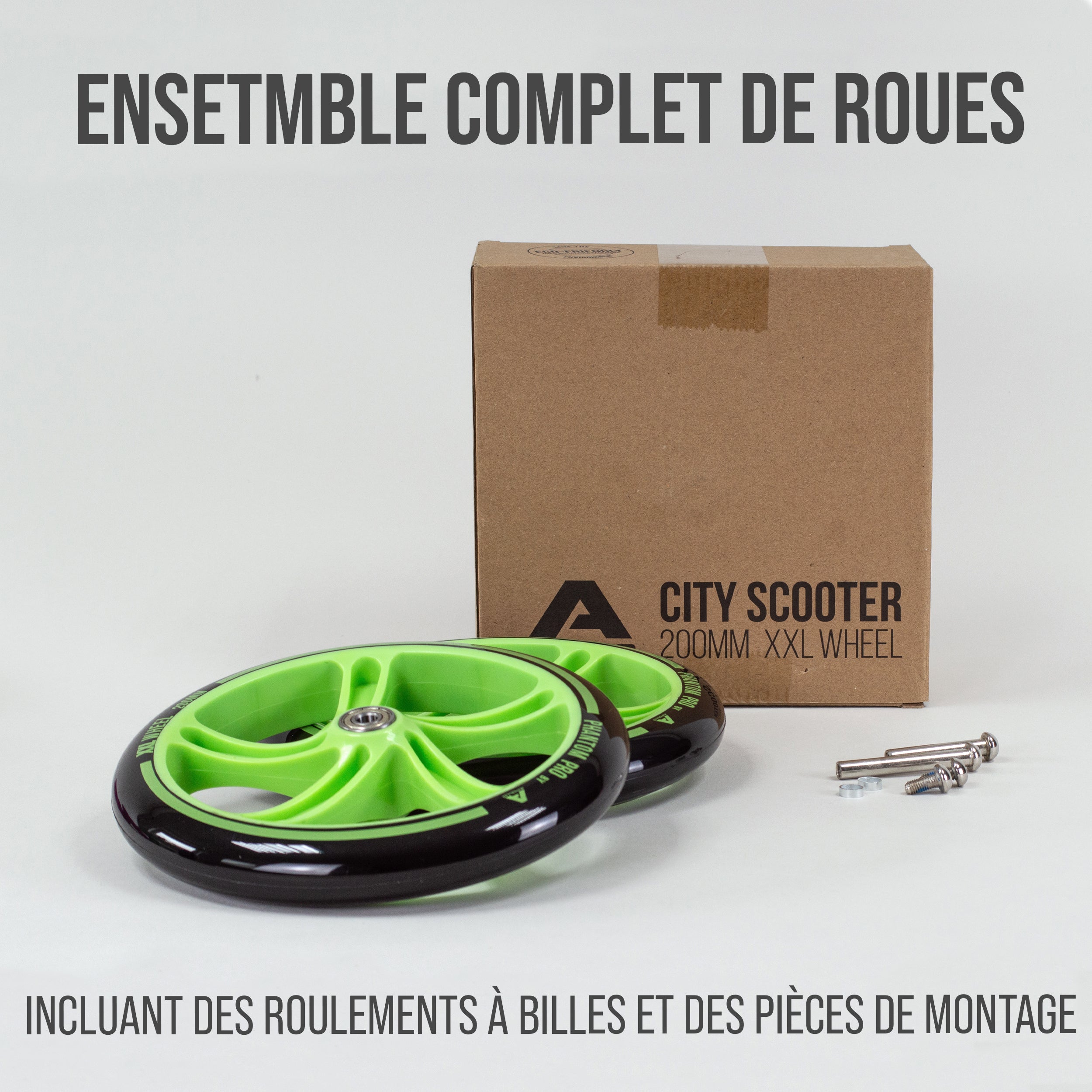 Apollo - 200 MM JEU DE ROUES DE RECHANGE POUR TROTTINETTE DE VILLE - PHANTOM / SPECTRE - Grün Schwarz