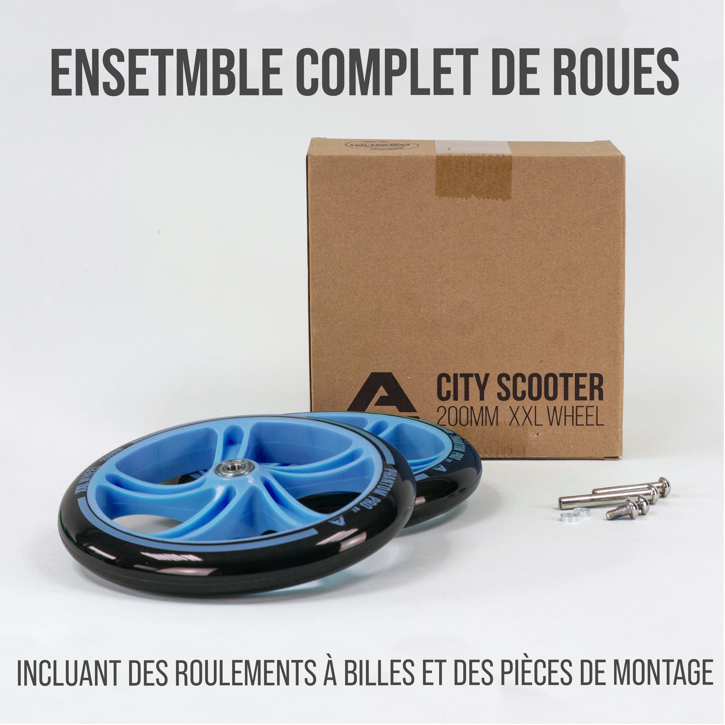 Apollo - 200 MM JEU DE ROUES DE RECHANGE POUR TROTTINETTE DE VILLE - PHANTOM / SPECTRE - Blau Schwarz