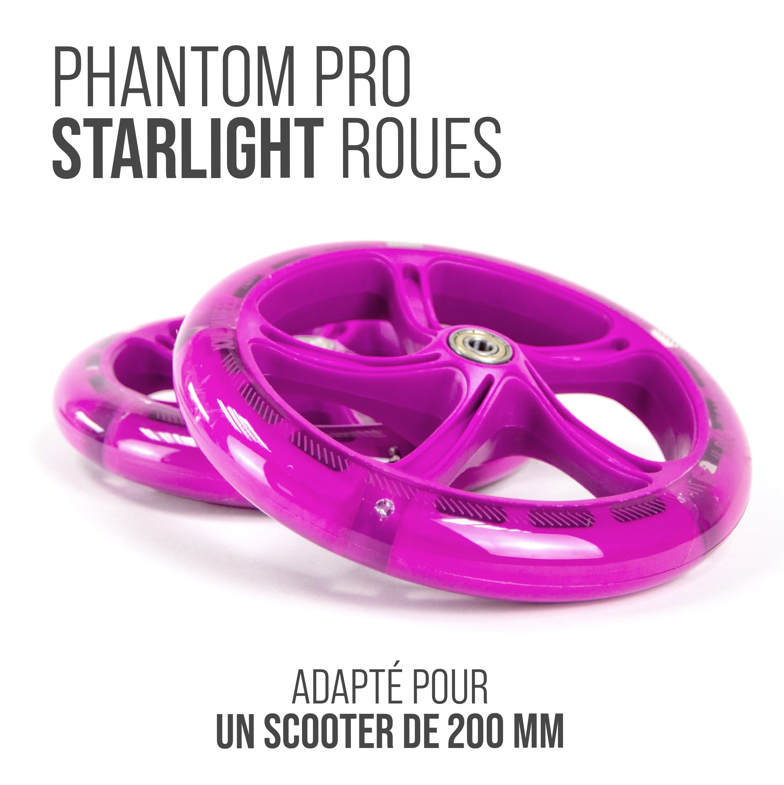Apollo - 200 MM JEU DE ROUES DE RECHANGE POUR TROTTINETTE DE VILLE - PHANTOM / SPECTRE - LED Pink Transparent