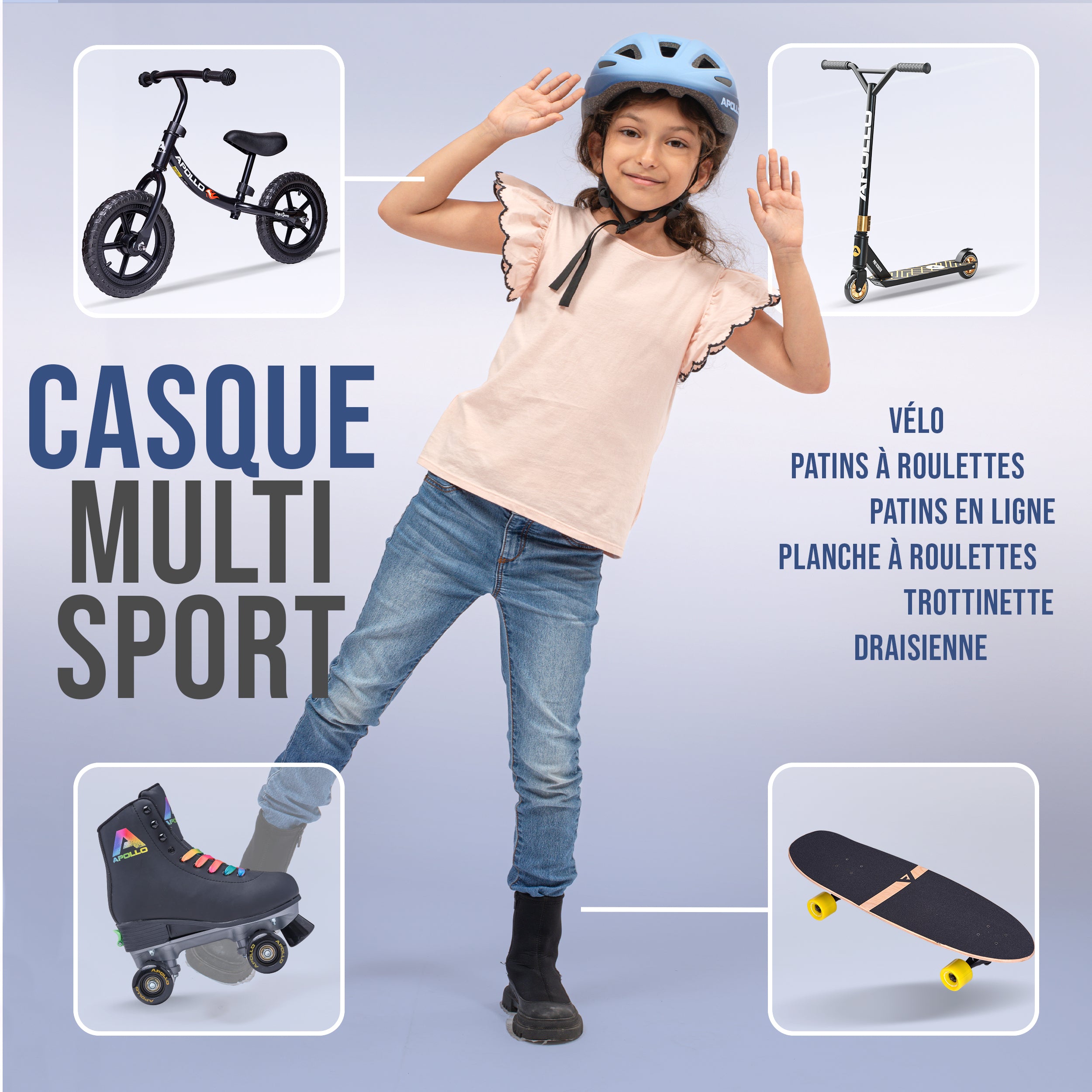 Apollo - APOLLO Casque Multisport pour Enfants et Adolescents - Blue Fade