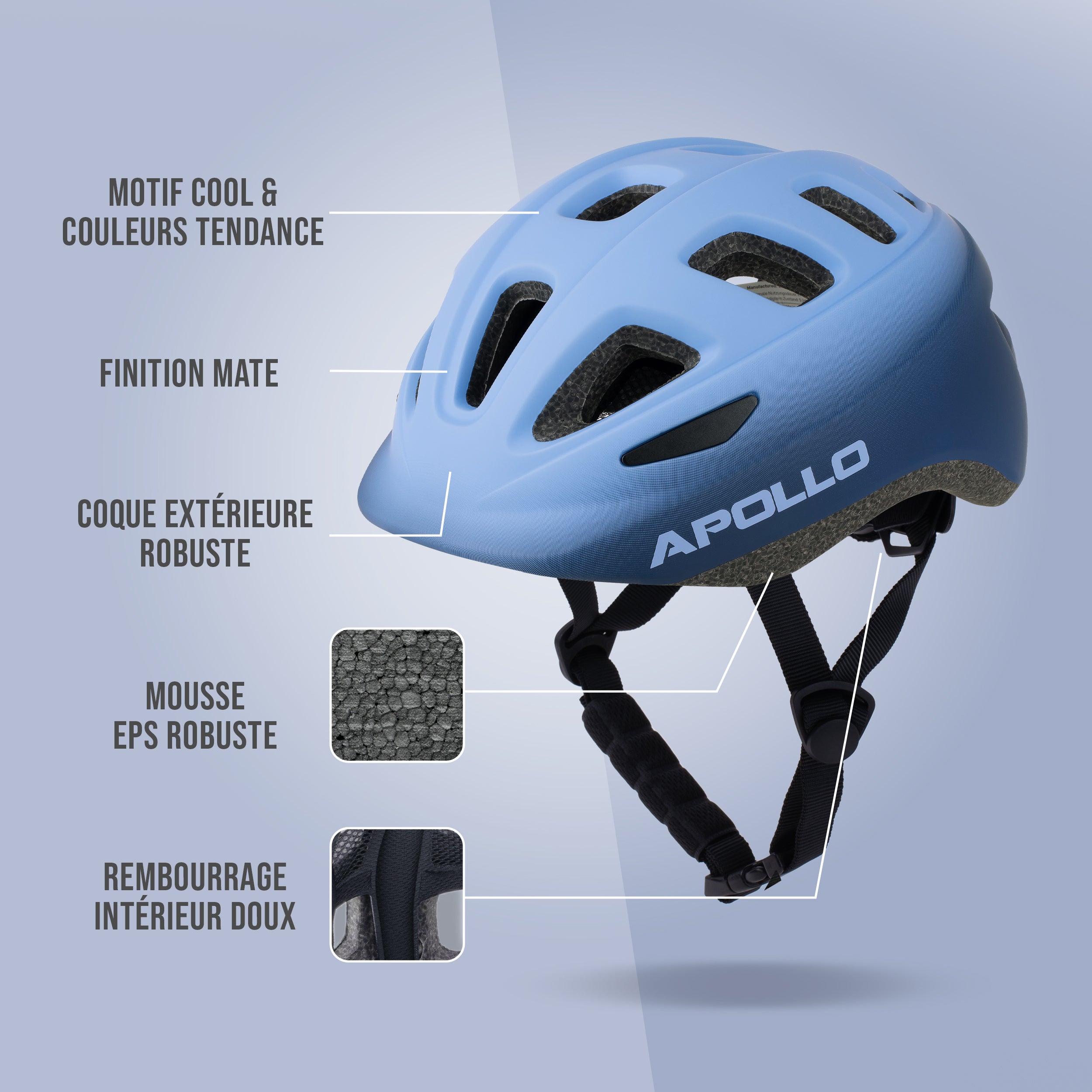 Apollo - APOLLO Casque Multisport pour Enfants et Adolescents - Blue Fade
