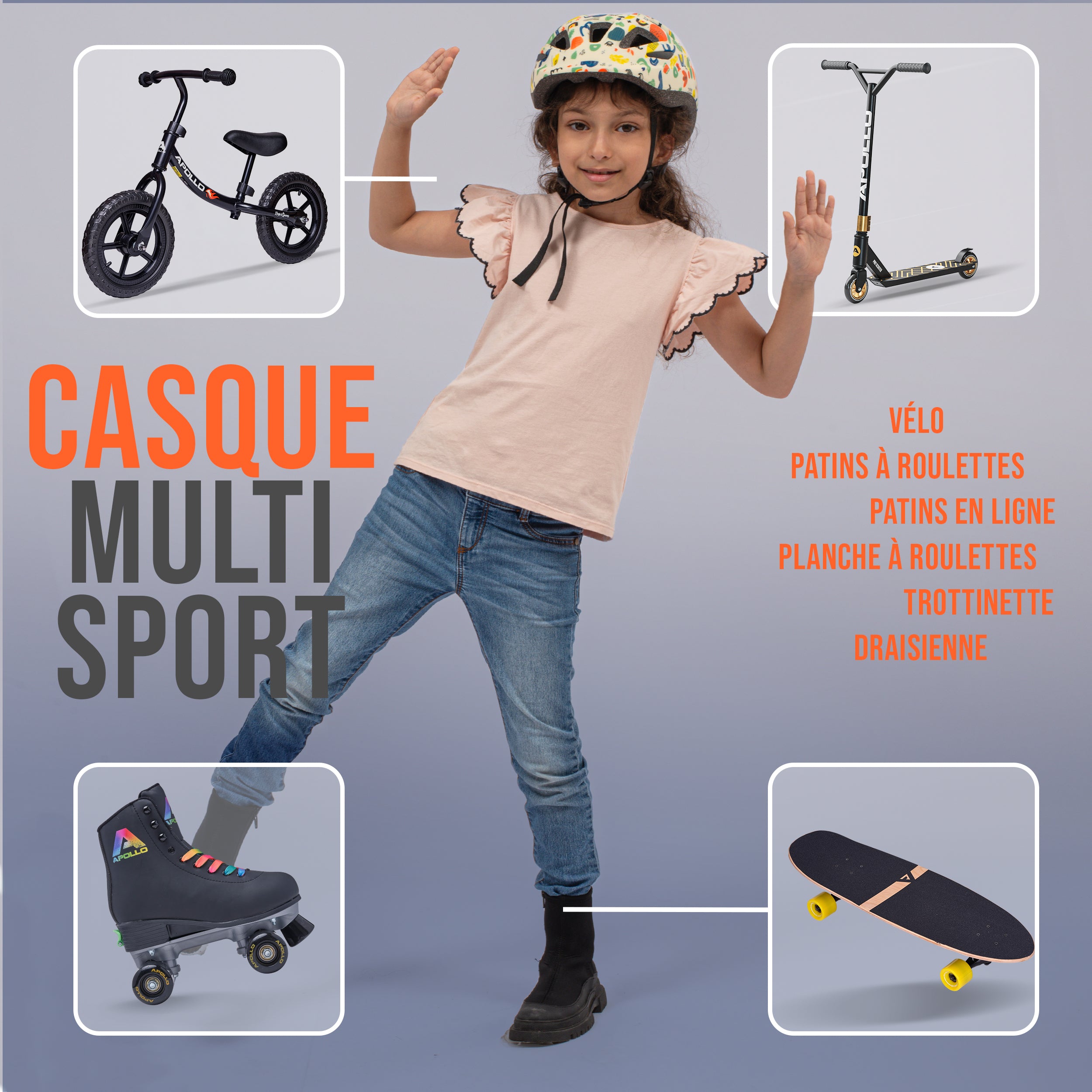 Apollo - APOLLO Casque Multisport pour Enfants et Adolescents - Papercraft