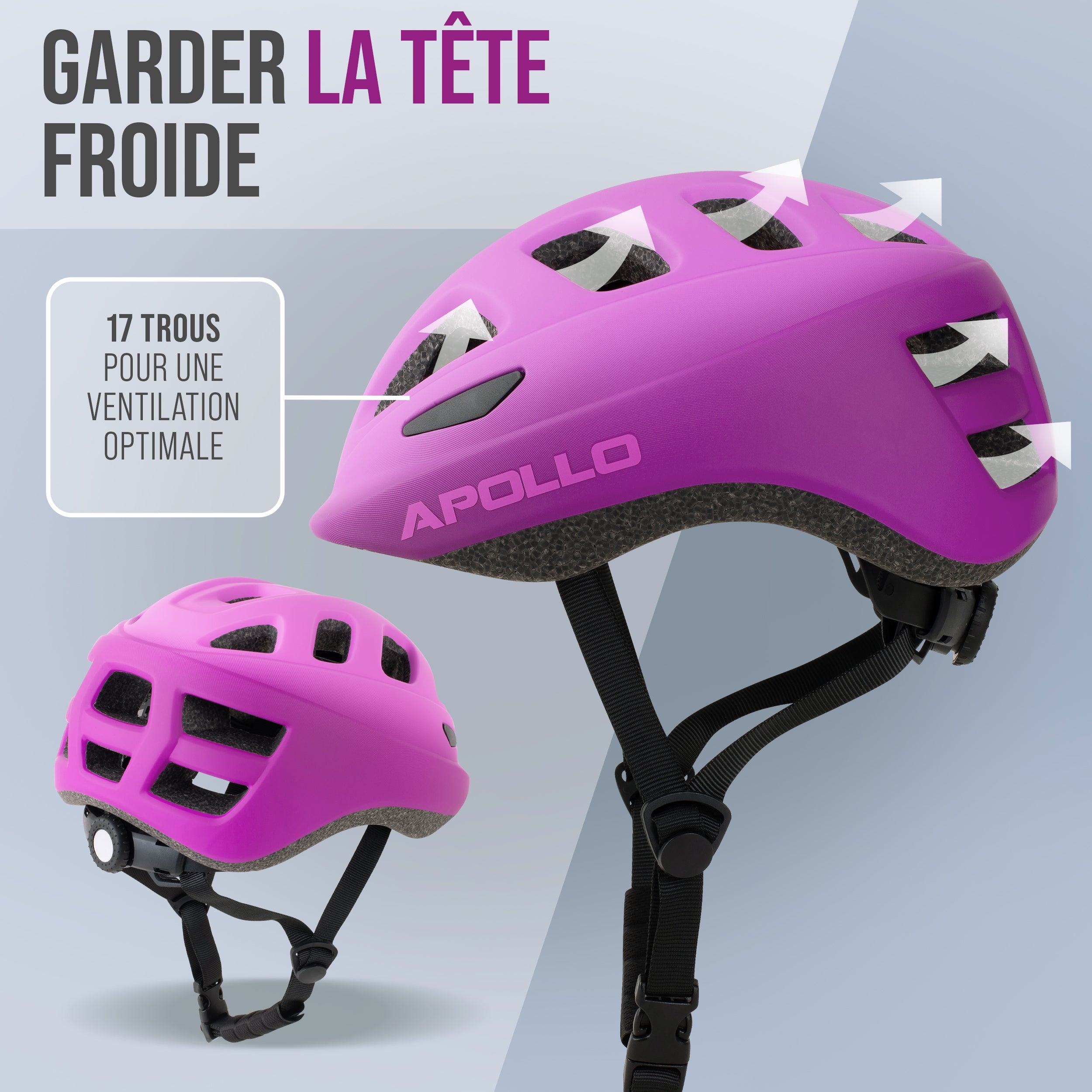 Apollo - APOLLO Casque Multisport pour Enfants et Adolescents - Pink Fade