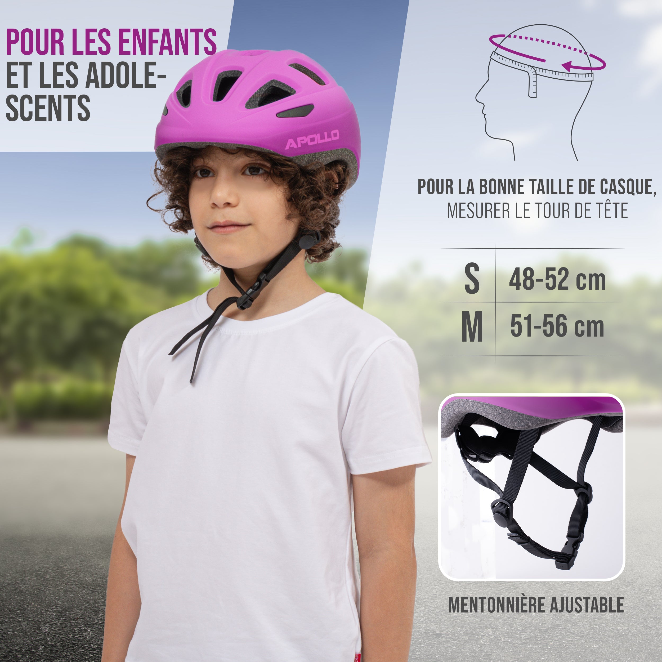 Apollo - APOLLO Casque Multisport pour Enfants et Adolescents - Pink Fade