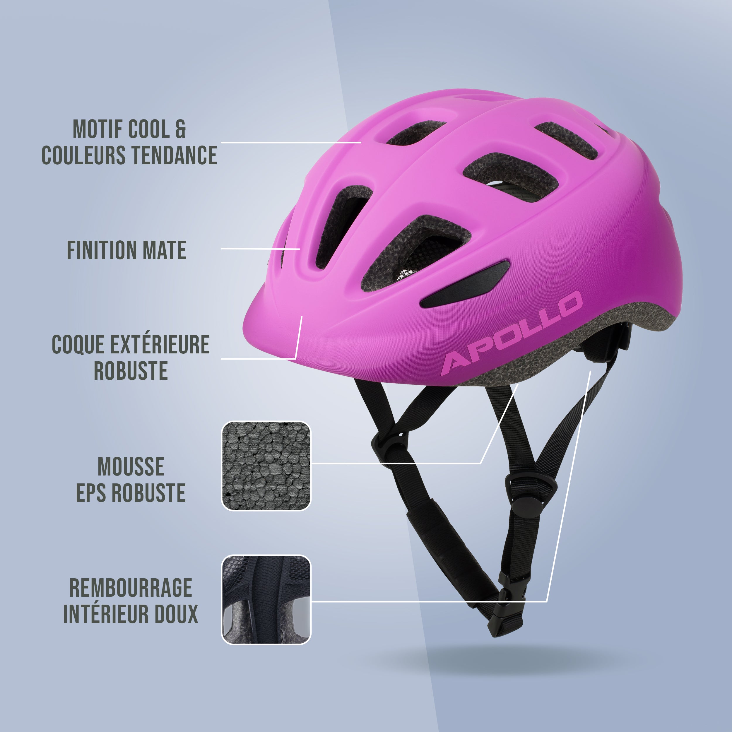 Apollo - APOLLO Casque Multisport pour Enfants et Adolescents - Pink Fade