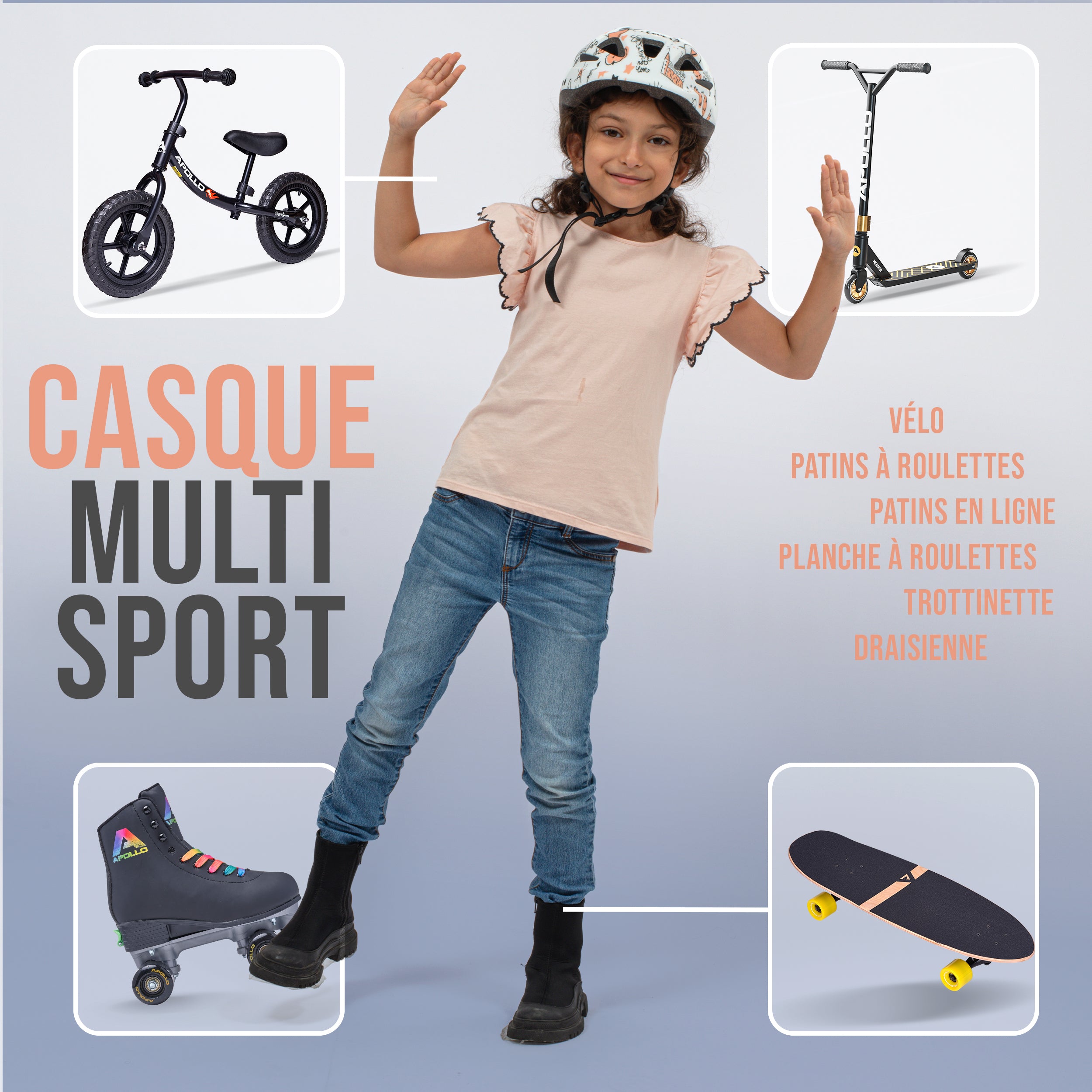 Apollo - APOLLO Casque Multisport pour Enfants et Adolescents - Fairytale