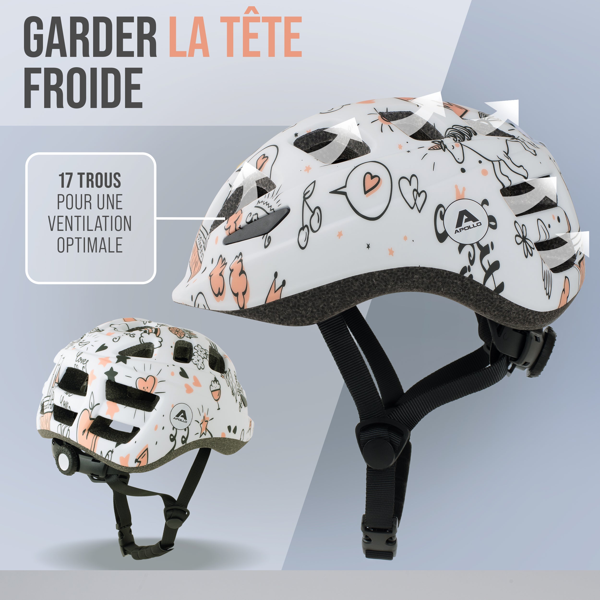 Apollo - APOLLO Casque Multisport pour Enfants et Adolescents - Fairytale