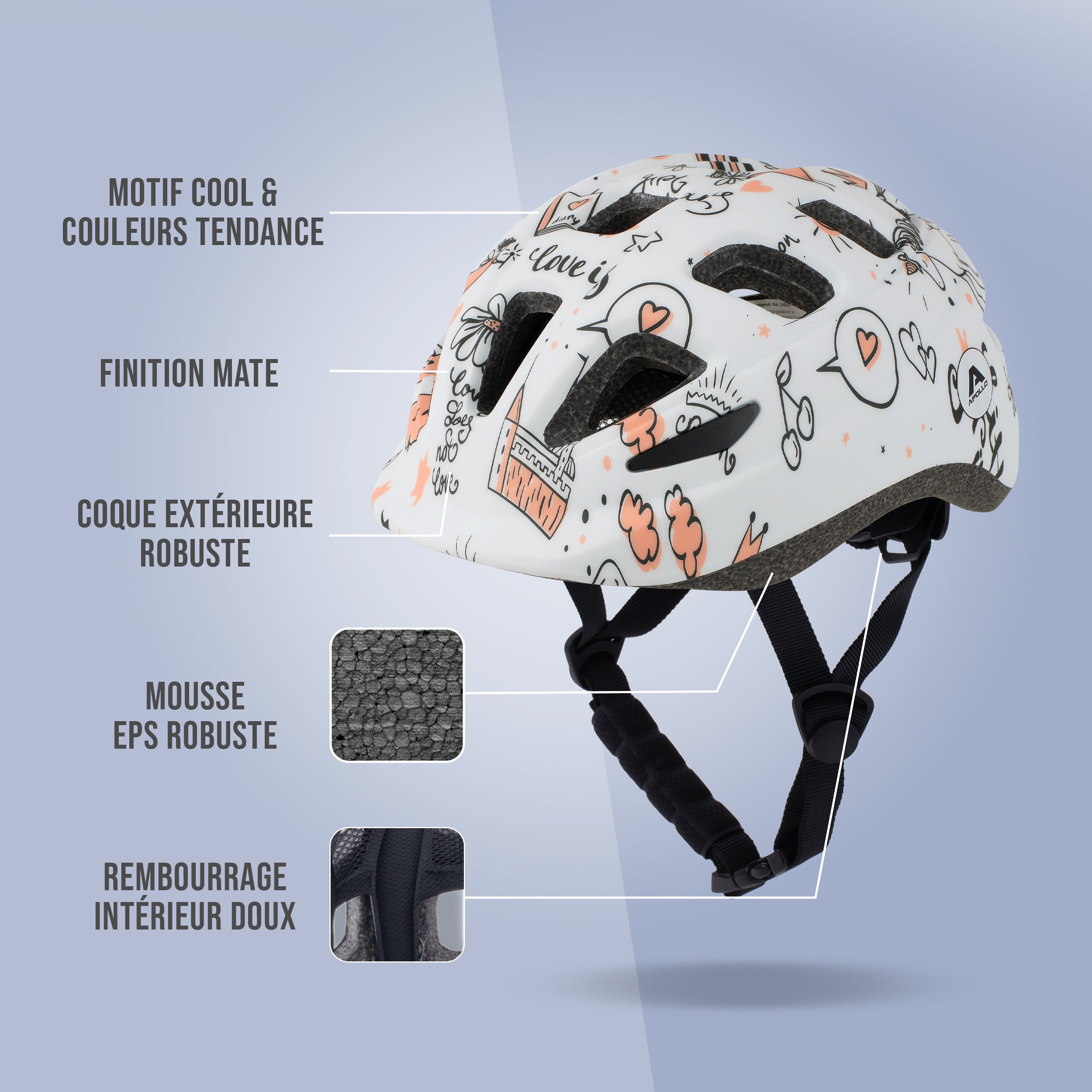 Apollo - APOLLO Casque Multisport pour Enfants et Adolescents - Fairytale