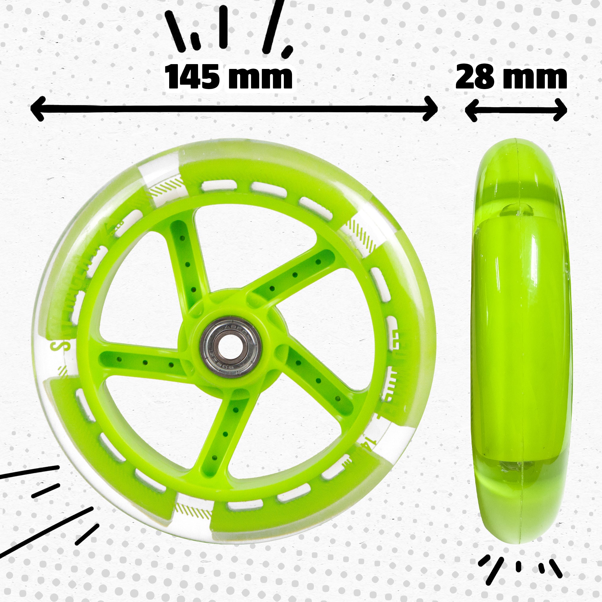 Apollo - Ensemble de roues de rechange pour Skyracer - Ensemble de roues de 145 mm - par Apollo - Green