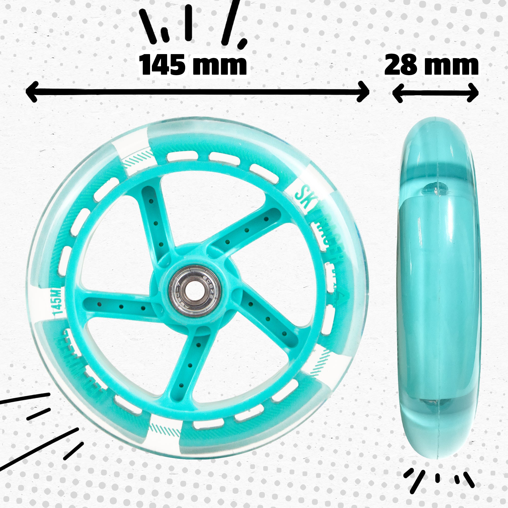Apollo - Ensemble de roues de rechange pour Skyracer - Ensemble de roues de 145 mm - par Apollo - Mint