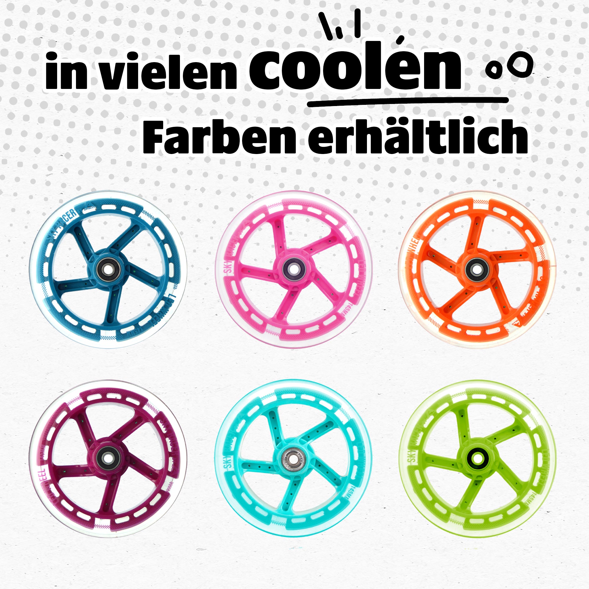 Apollo - Ensemble de roues de rechange pour Skyracer - Ensemble de roues de 145 mm - par Apollo - Mint