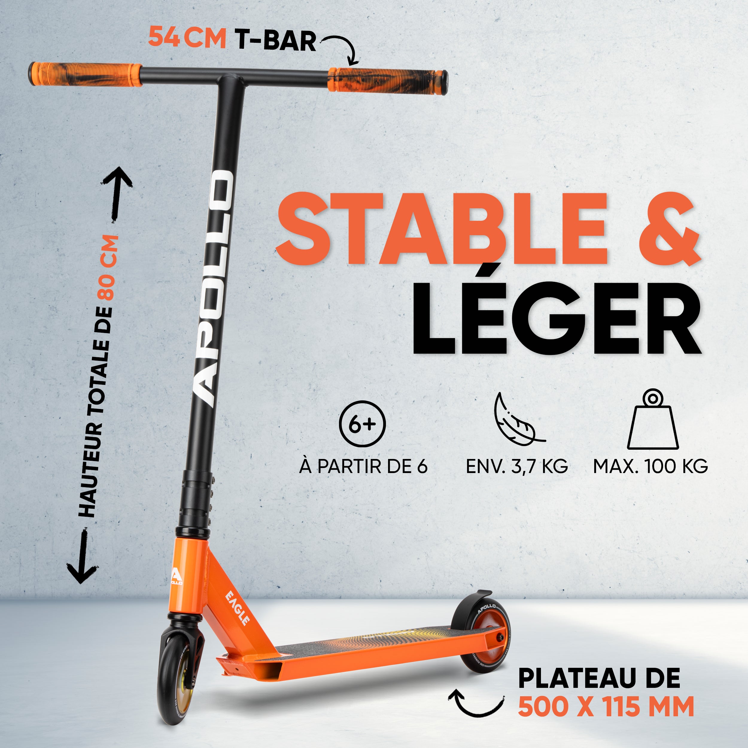 Apollo - Trottinette freestyle Apollo "Eagle" - Noir Orange