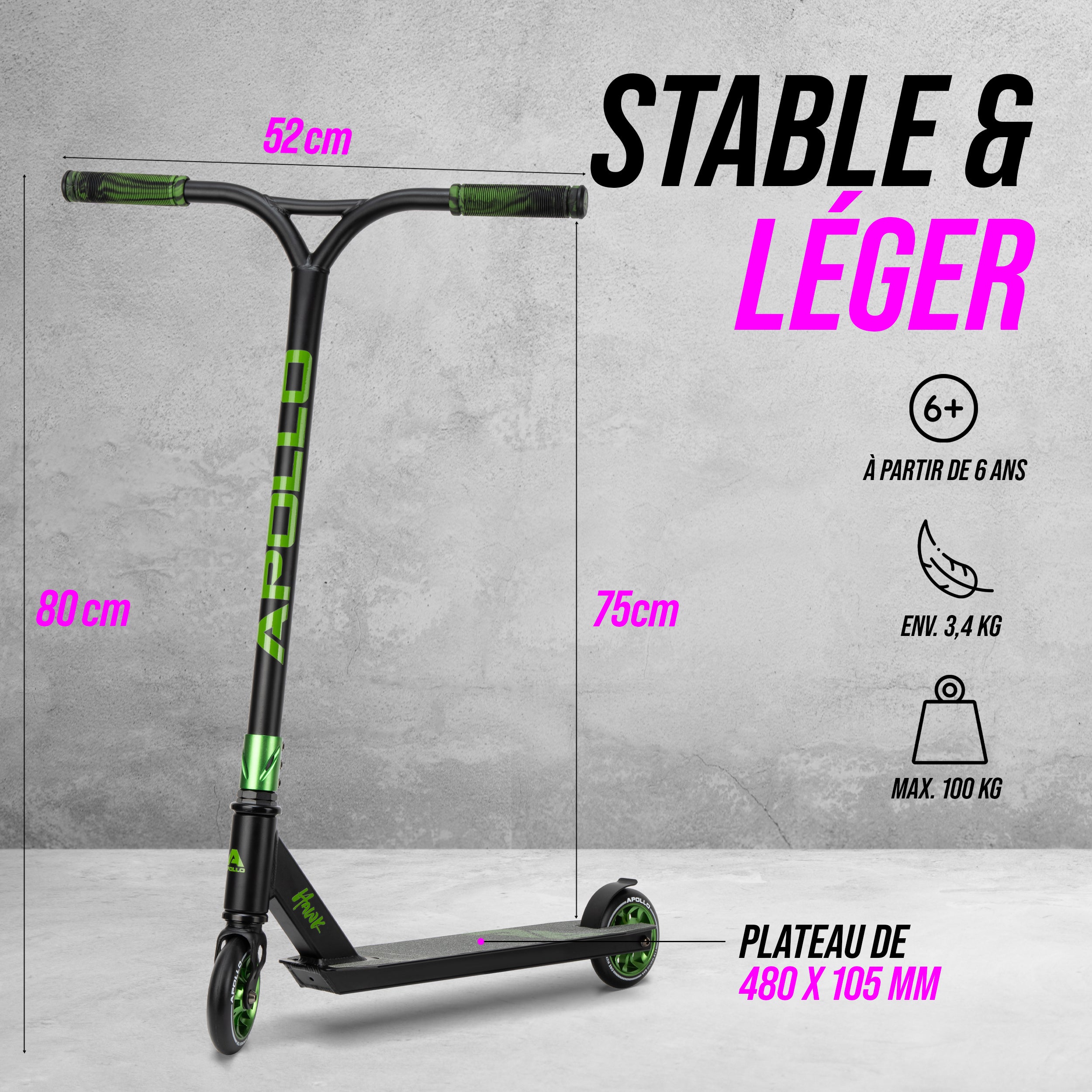 Apollo - Apollo Trottinette de Stunt "Hawk" - Black Green