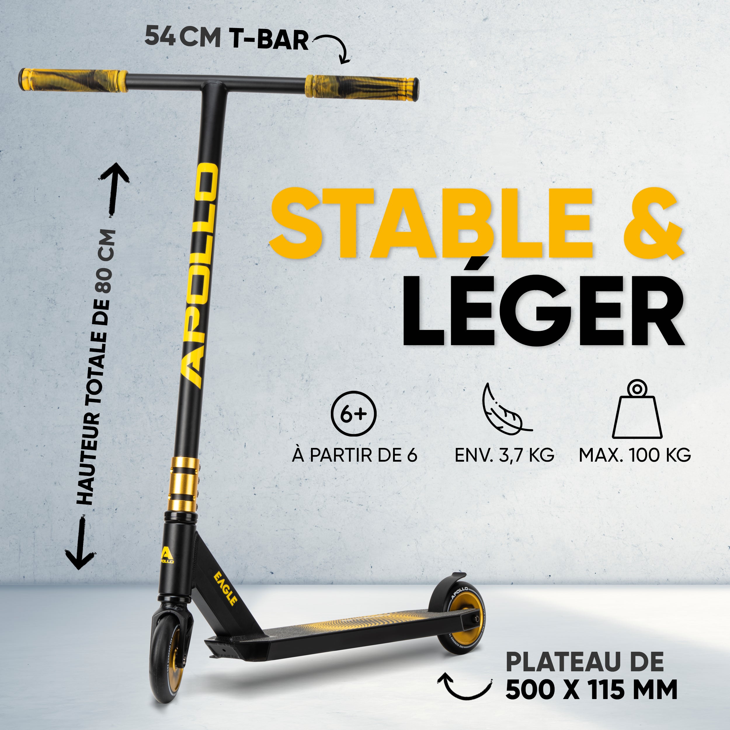 Apollo - Trottinette freestyle Apollo "Eagle" - Noir Or