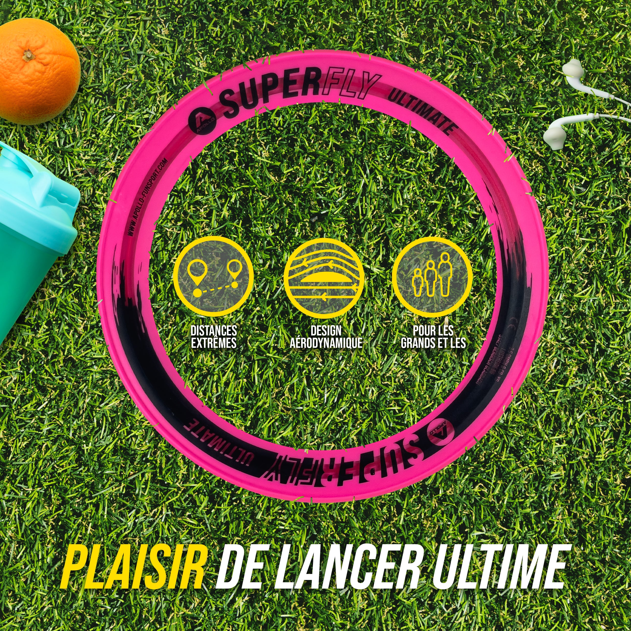 Apollo - Anneau de lancer Apollo Superfly - Disque Volant Professionnel Aérodynamique - Rose