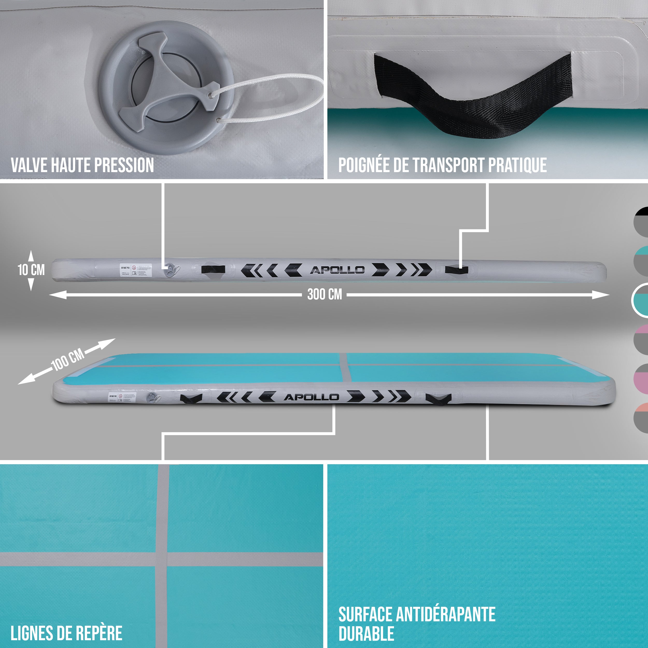 Apollo - Air Mat Pro - Tapis de suivi de l'air - Mint - Full Color 300x100x10
