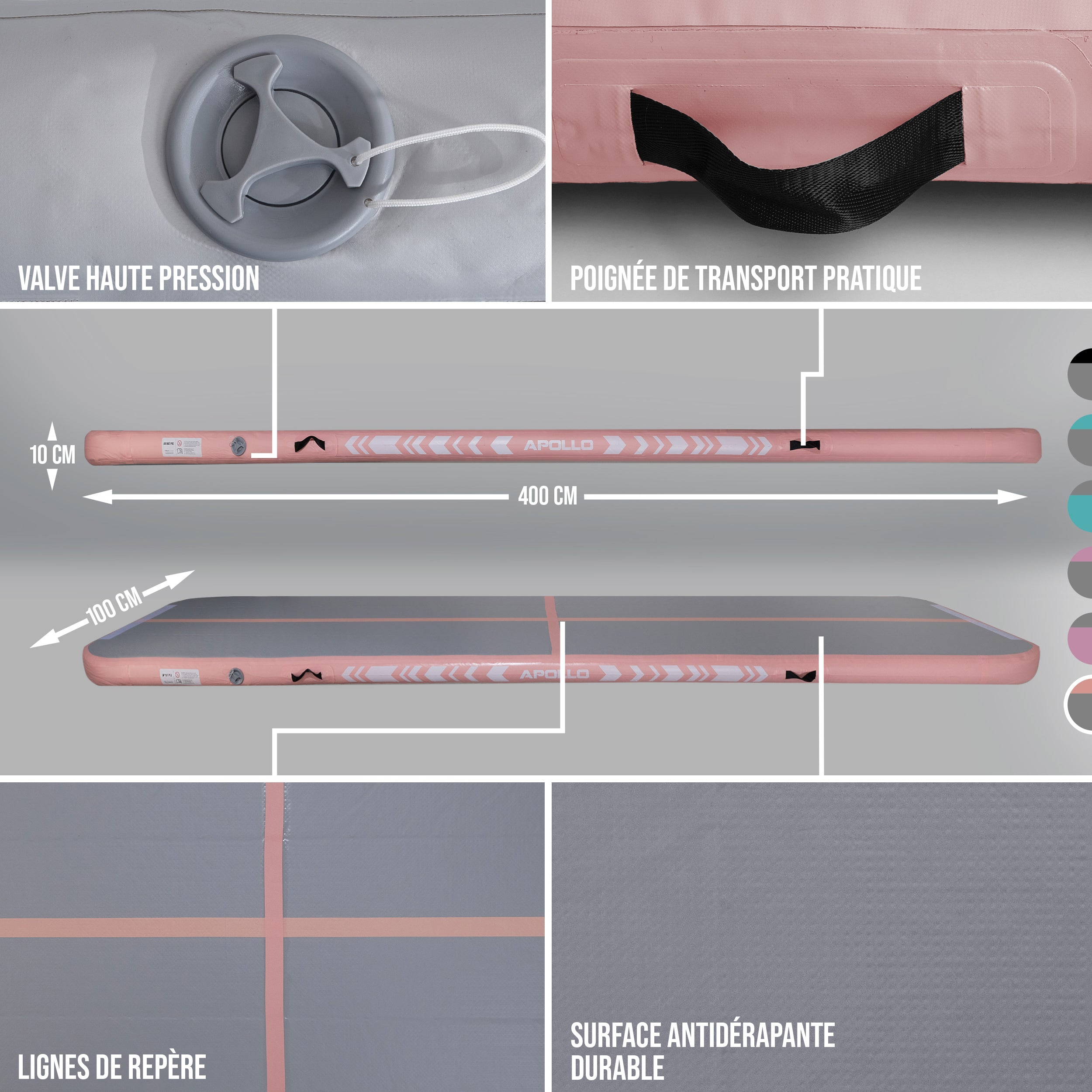 Apollo - Air Mat Pro - Tapis de suivi de l'air - Peach 400x100x10