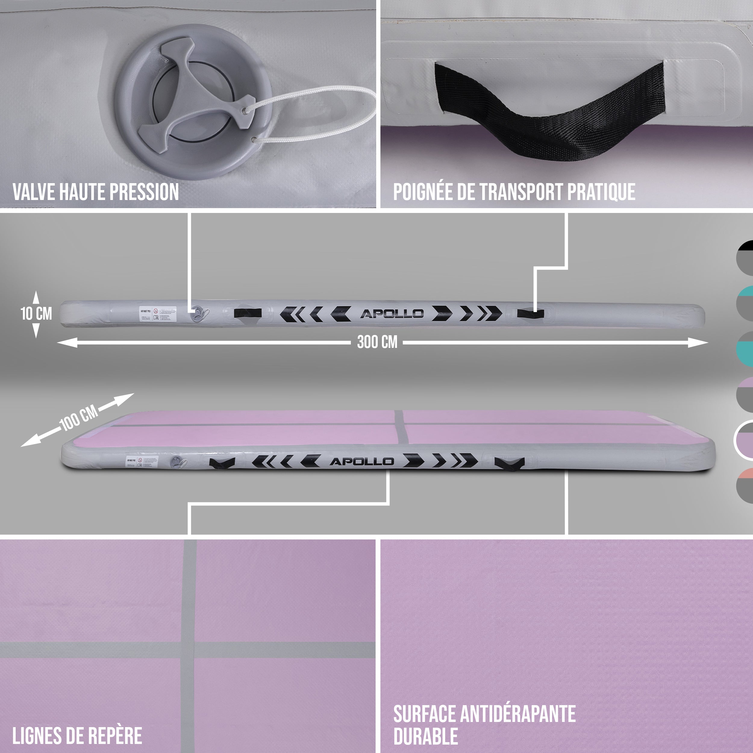 Apollo - Air Mat Pro - Tapis de suivi de l'air - Pink - Full Color 300x100x10