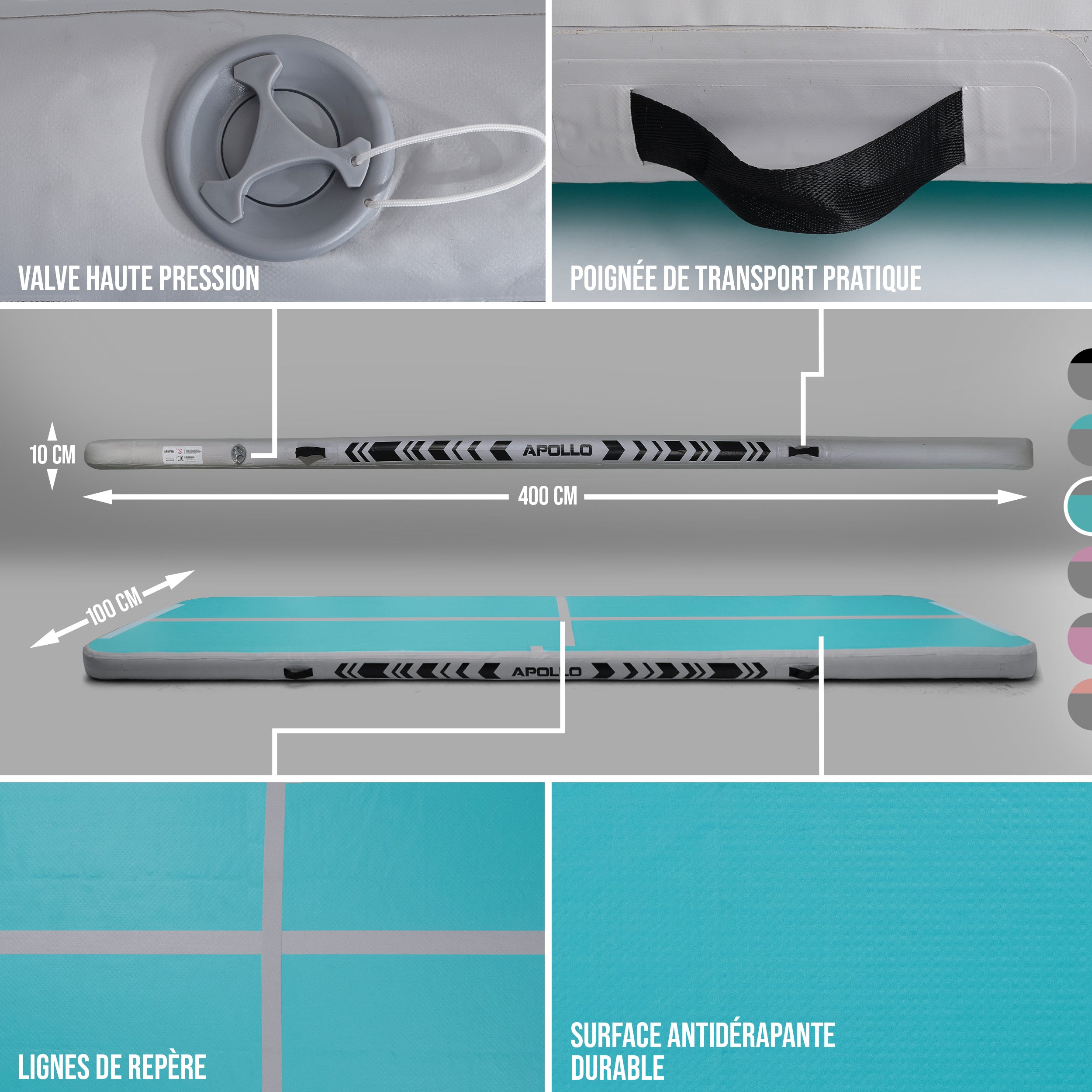 Apollo - Air Mat Pro - Tapis de suivi de l'air - Mint - Full Color 400x100x10