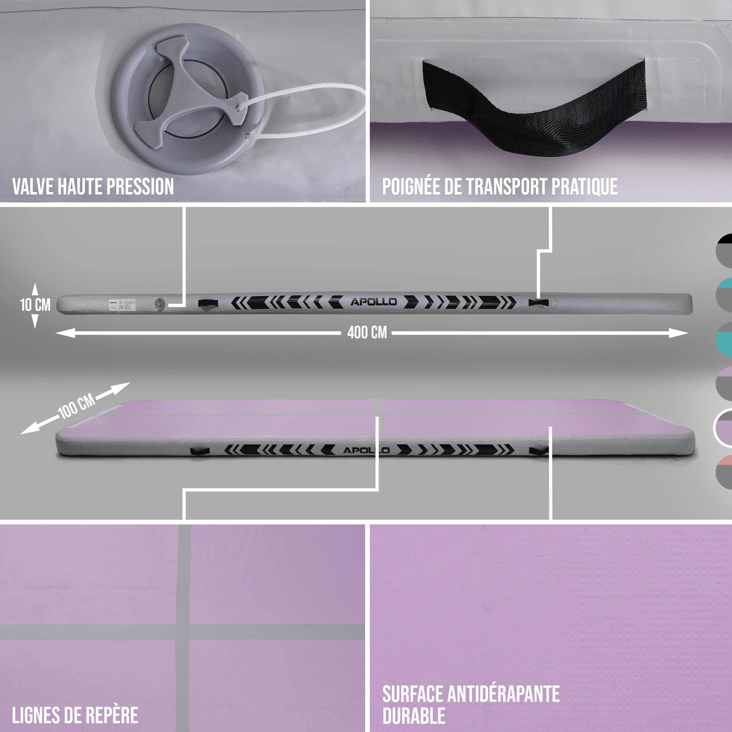 Apollo - Air Mat Pro - Tapis de suivi de l'air - Pink - Full Color 400x100x10