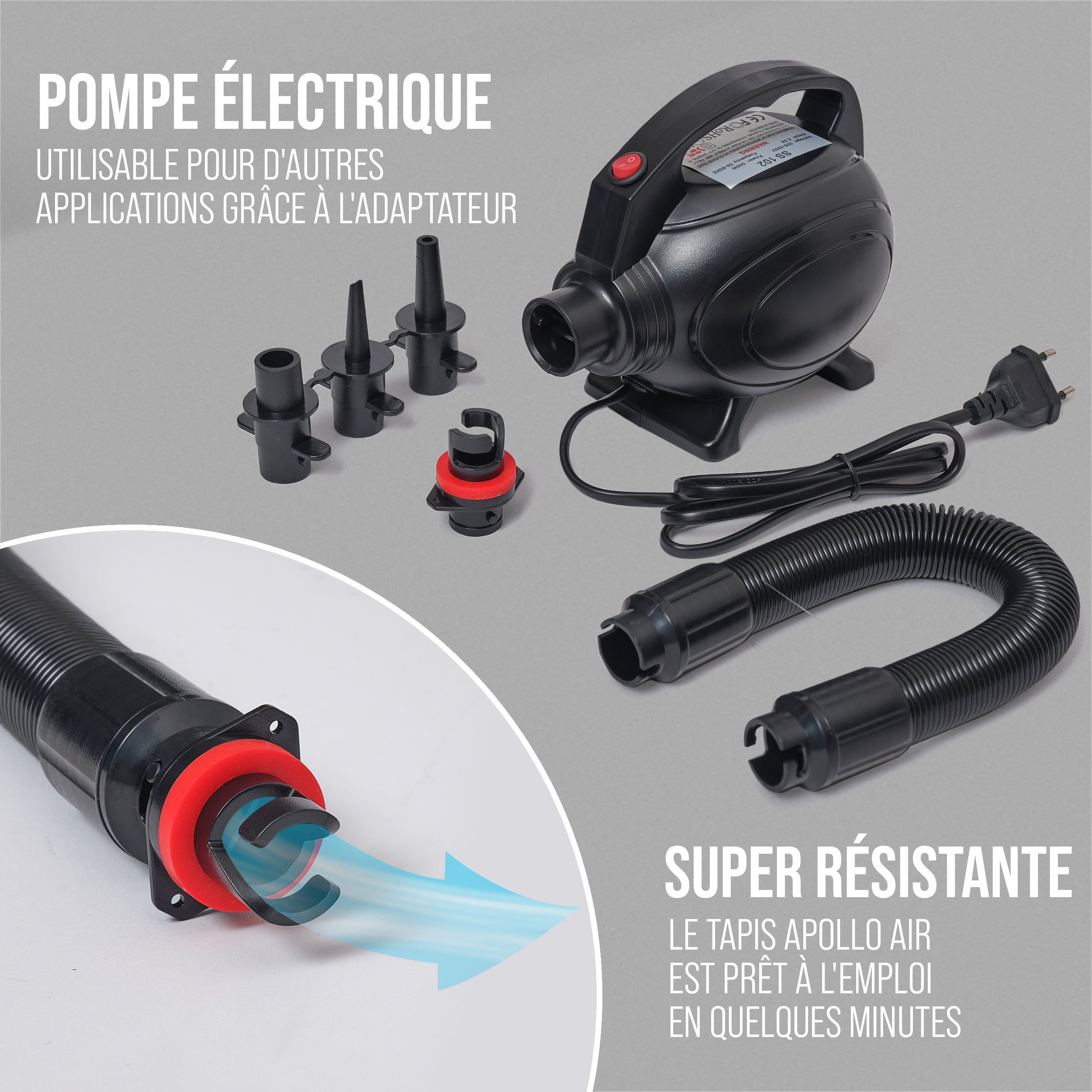 Apollo - Air Mat Pro - Tapis de suivi de l'air - Grey 300x100x10