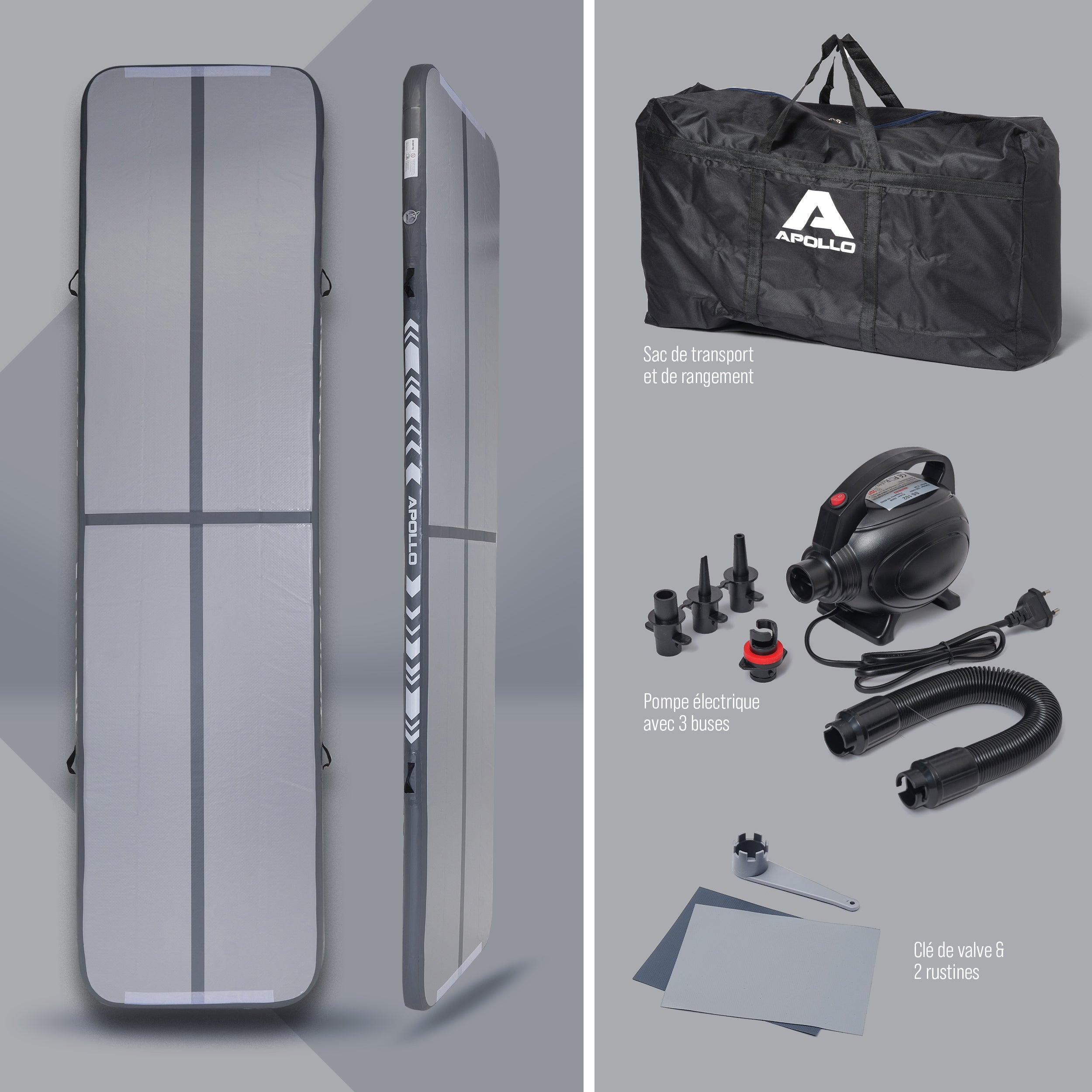 Apollo - Air Mat Pro - Tapis de suivi de l'air - Grey 400x100x10
