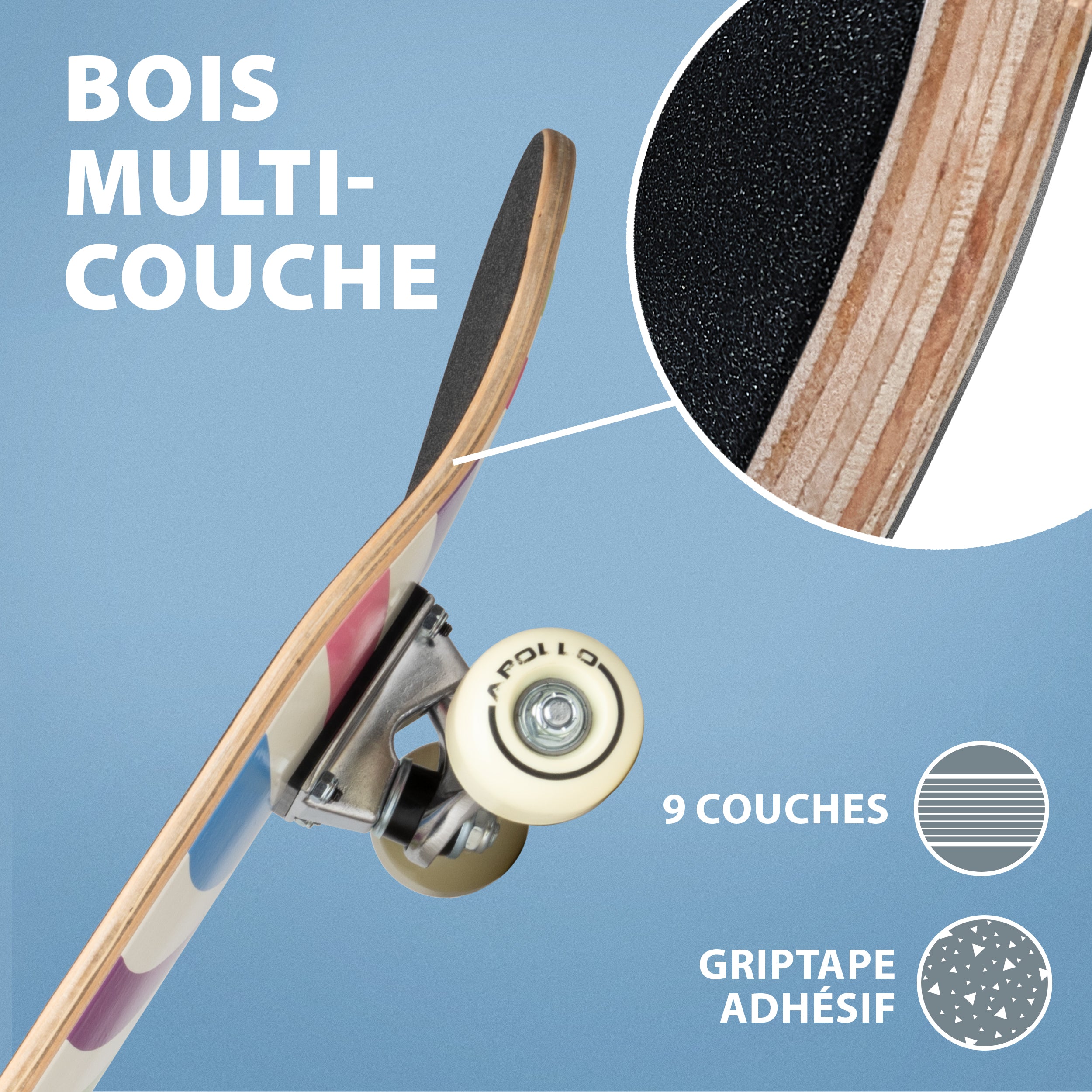 Apollo - Skateboard pour Enfants - Retro Colors - 71 cm -