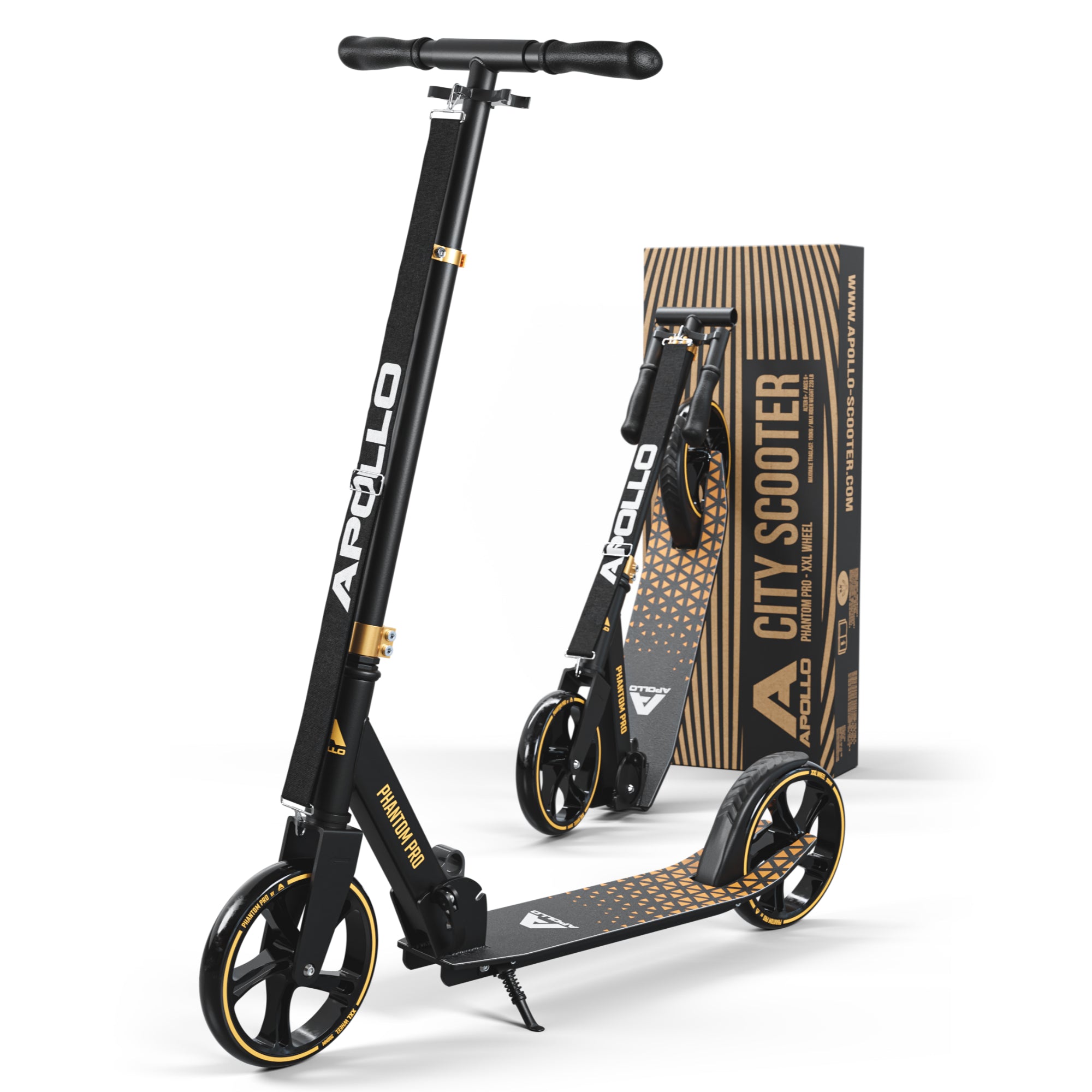 Apollo - Klappbarer City Roller für Kinder "Phantom" höhenverstellbarer Tretroller - Gold