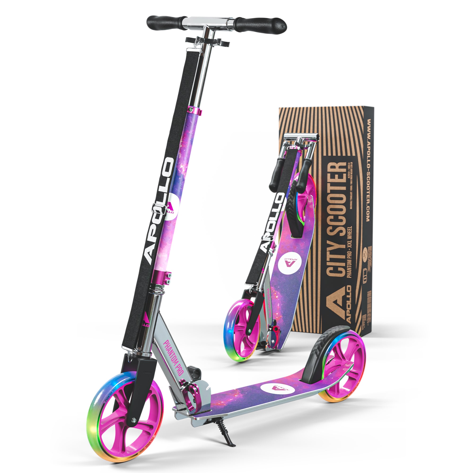 Apollo - Klappbarer City Roller für Kinder "Phantom" höhenverstellbarer Tretroller - Starlight