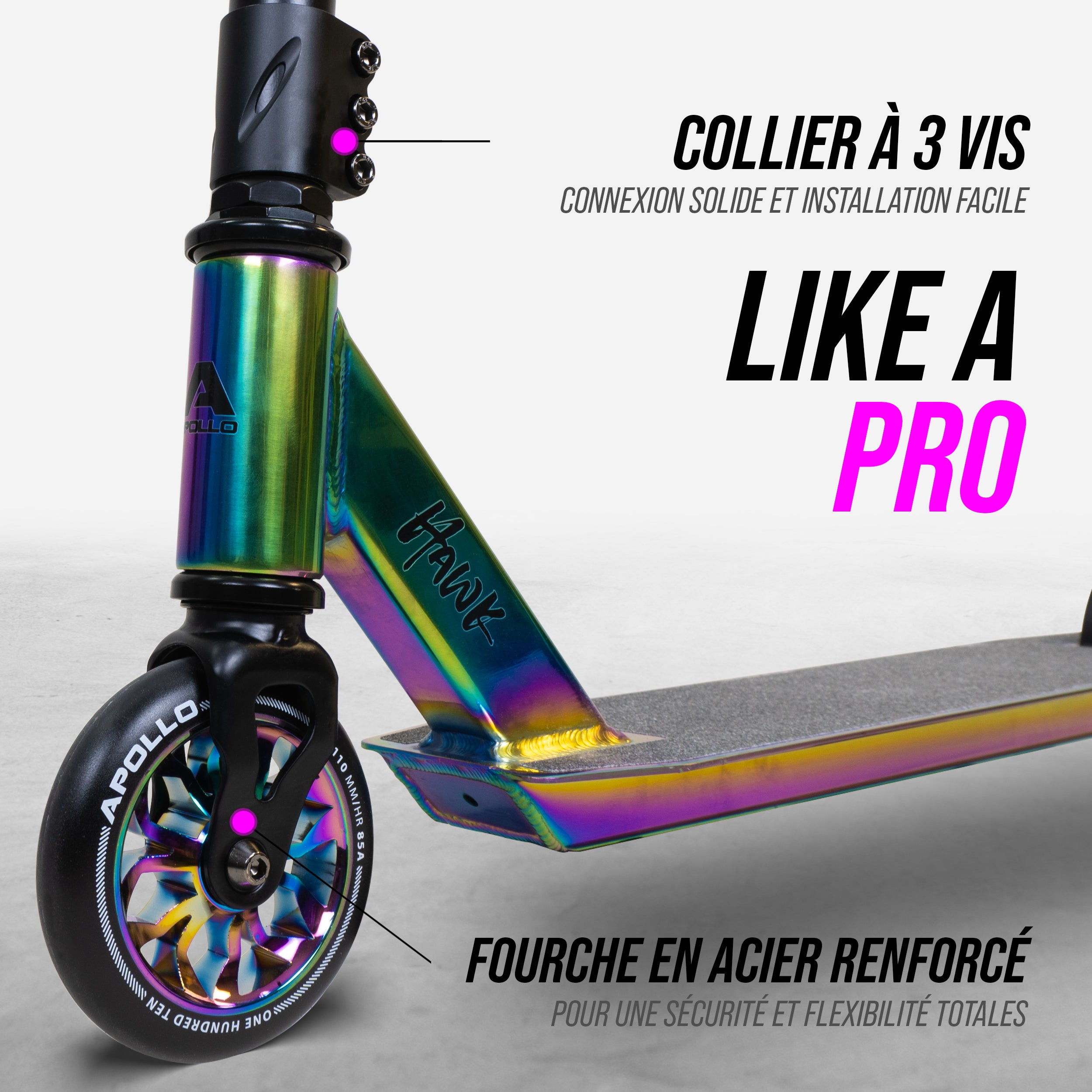 Apollo - Apollo Trottinette de Stunt "Hawk" - Full-Rainbow