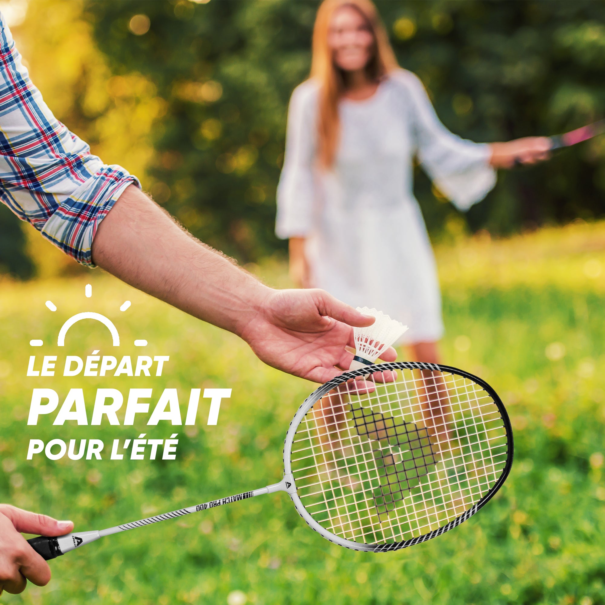 Apollo - Badminton Set Match Pro 400 - Raquette de badminton pour enfants et adultes - Blanc Noir