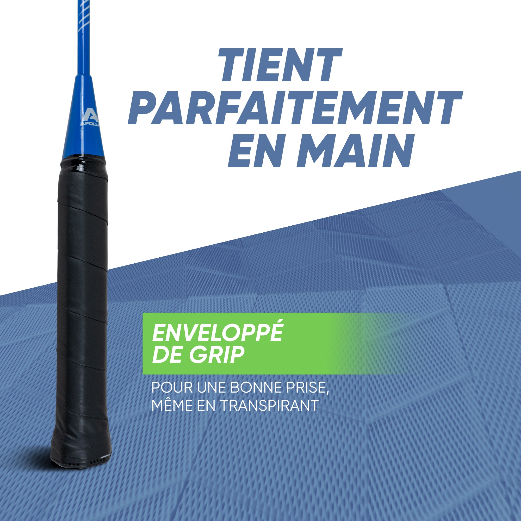 Apollo - Badminton Set Match Pro 400 - Raquette de badminton pour enfants et adultes - Bleu Vert