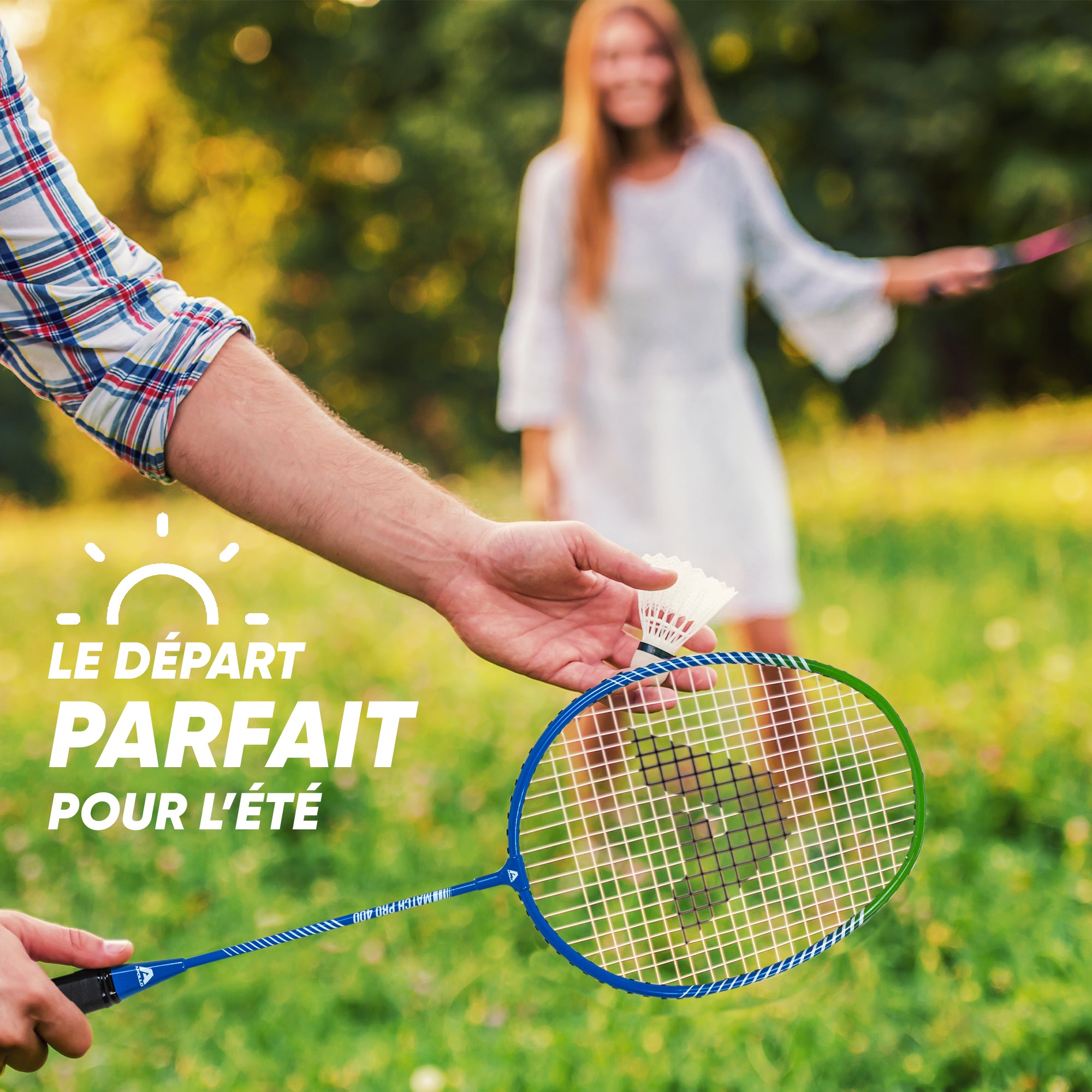 Apollo - Badminton Set Match Pro 400 - Raquette de badminton pour enfants et adultes - Bleu Vert