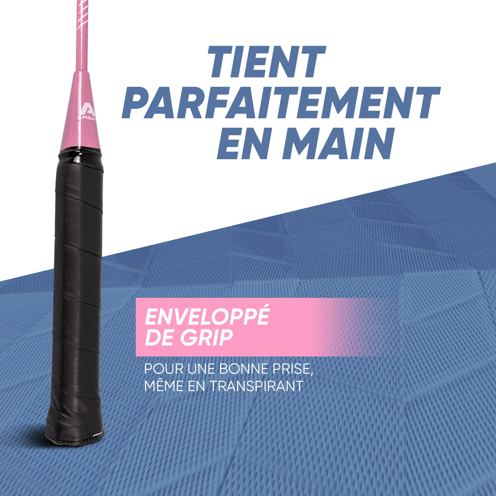Apollo - Badminton Set Match Pro 400 - Raquette de badminton pour enfants et adultes - Bleu Rose