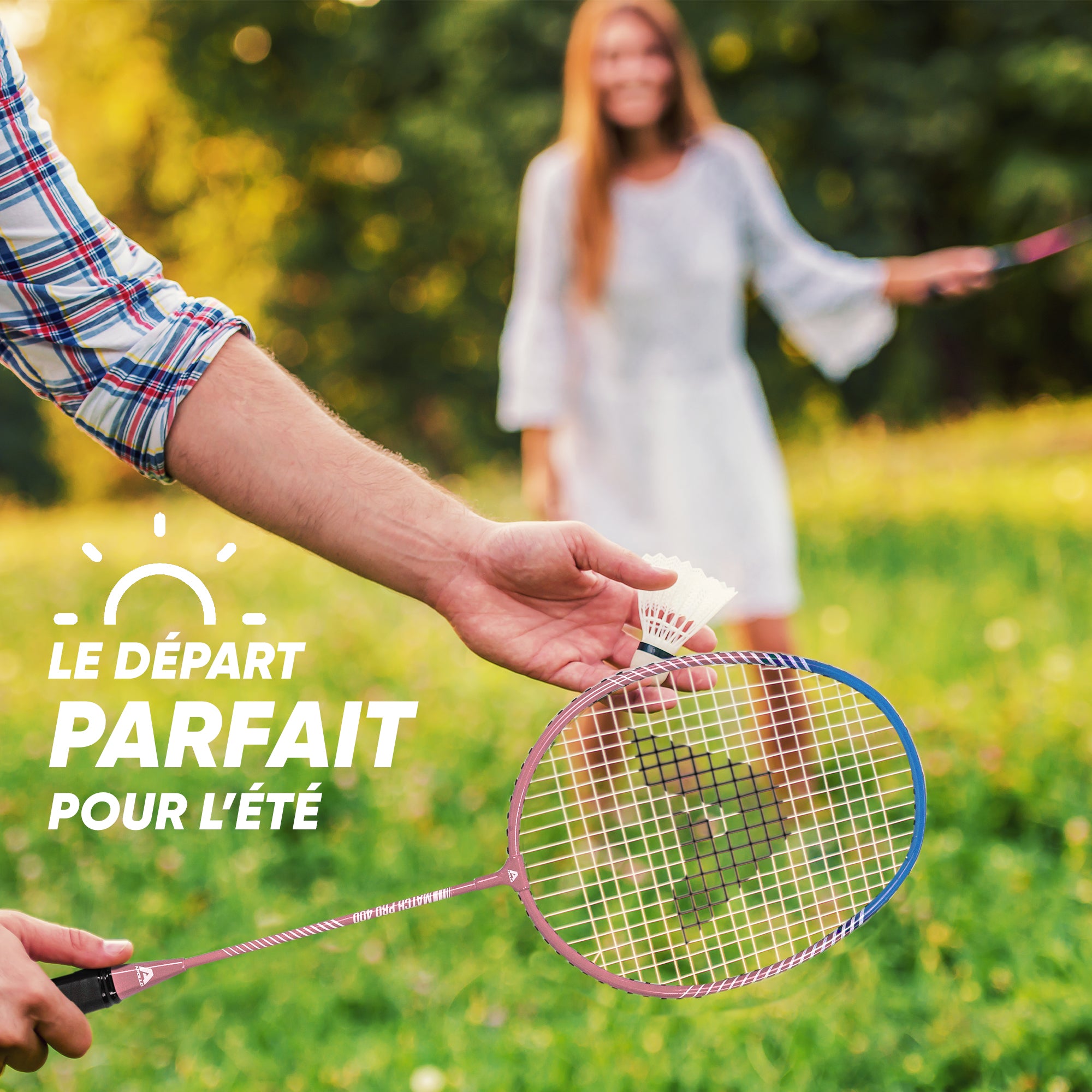 Apollo - Badminton Set Match Pro 400 - Raquette de badminton pour enfants et adultes - Bleu Rose