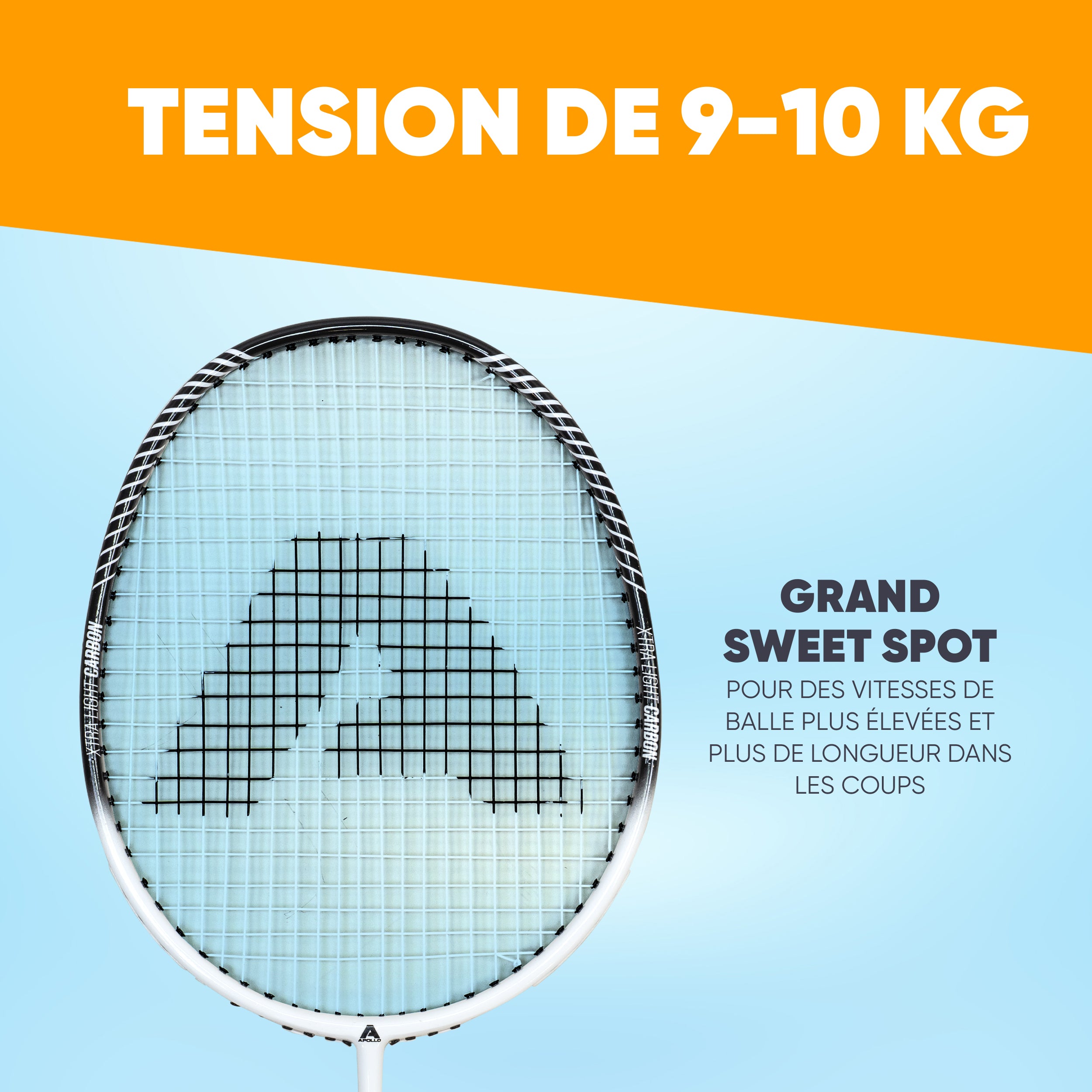 Apollo - Set de badminton Match Pro 800 – inclus : sac de transport, 2 raquettes, volants - Blanc Noir