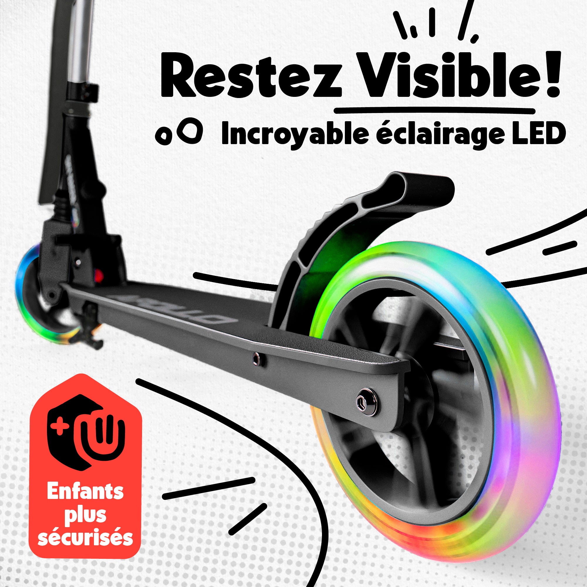 Apollo - Trottinette Skyracer - trottinette urbaine à suspension avec roues LED 145 mm - Noir