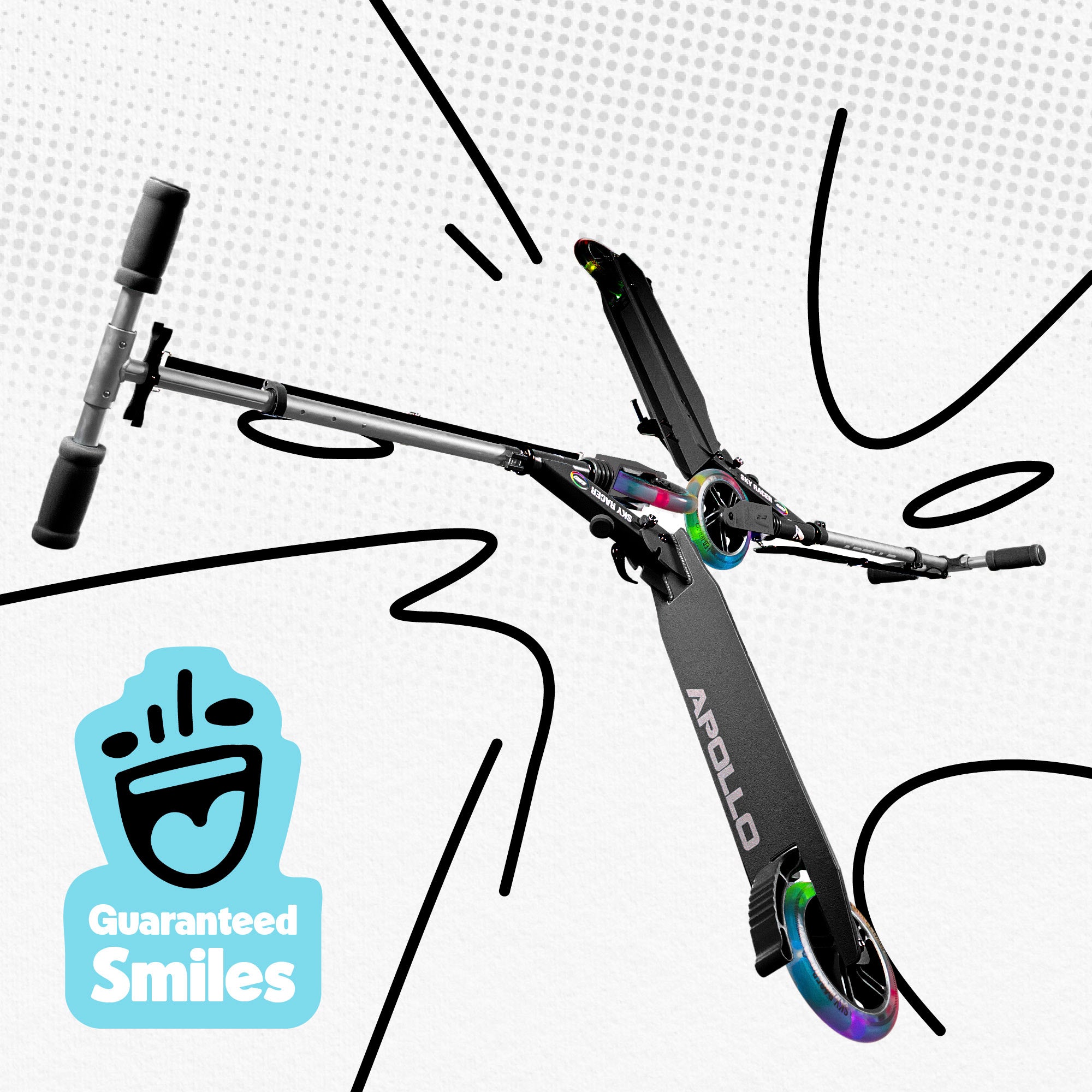 Apollo - Trottinette Skyracer - trottinette urbaine à suspension avec roues LED 145 mm - Noir