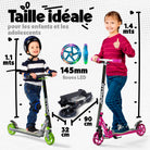 Apollo - Trottinette Skyracer - trottinette urbaine à suspension avec roues LED 145 mm - Noir