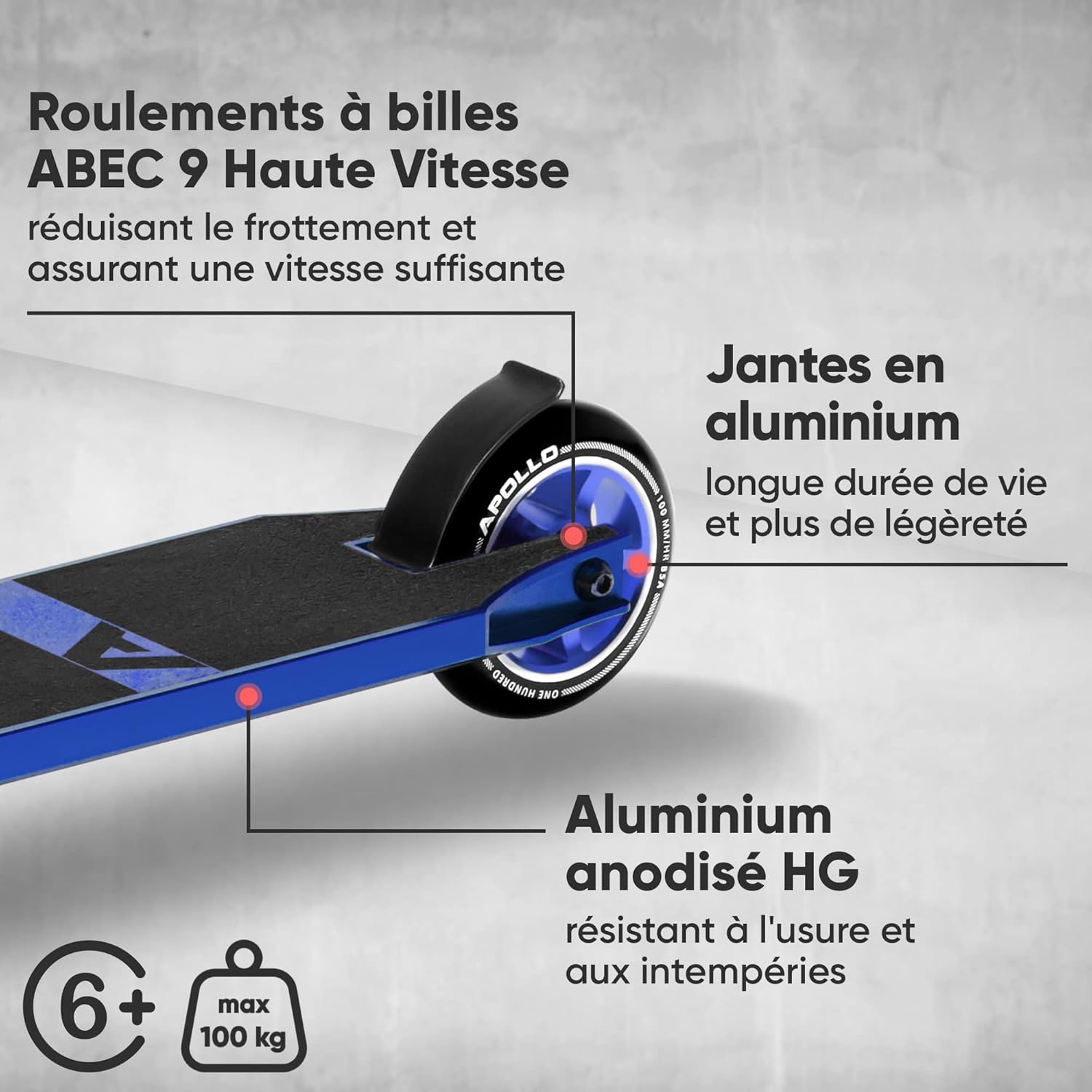 Apollo - Stunt Scooter - Star Pro - HighQuality eloxierter Profi Stunt Scooter - Bleu