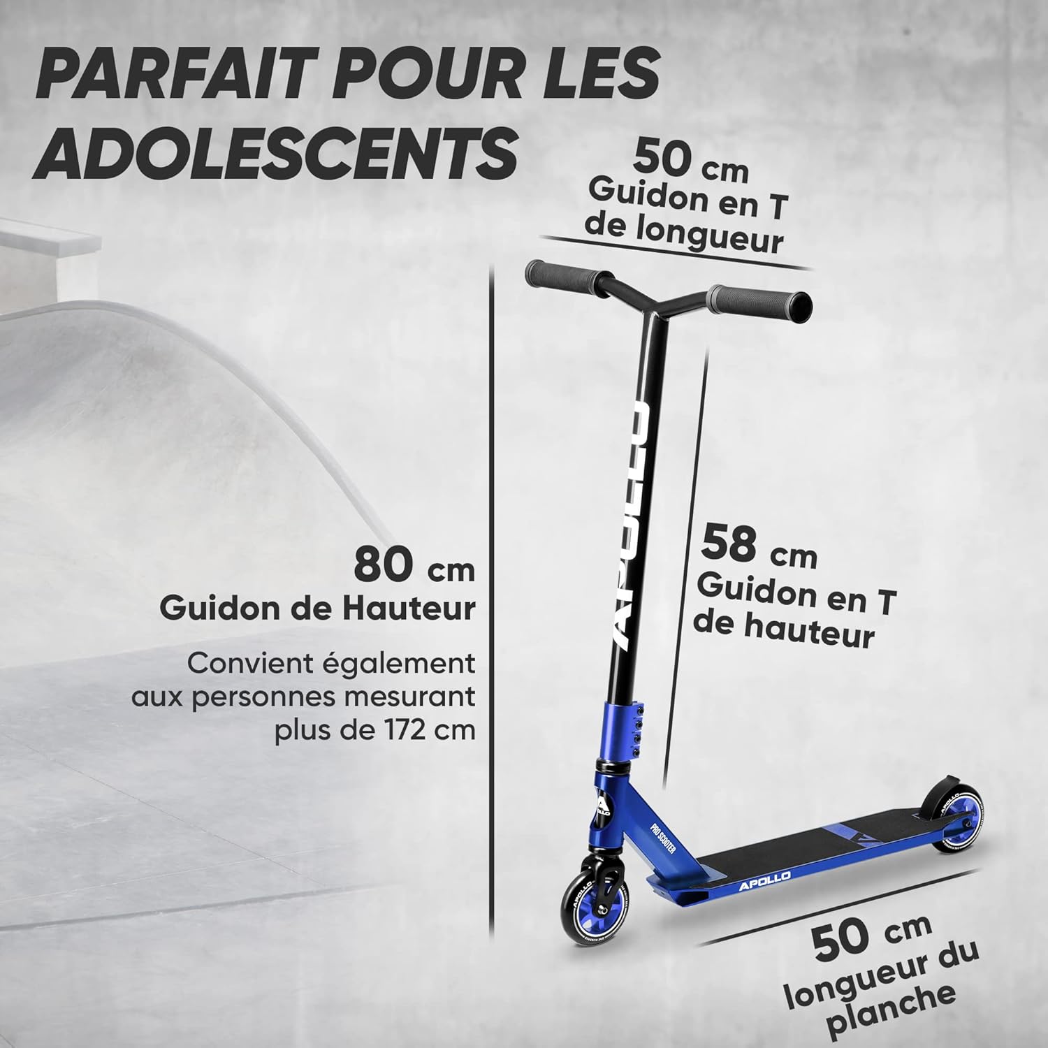 Apollo - Stunt Scooter - Star Pro - HighQuality eloxierter Profi Stunt Scooter - Bleu